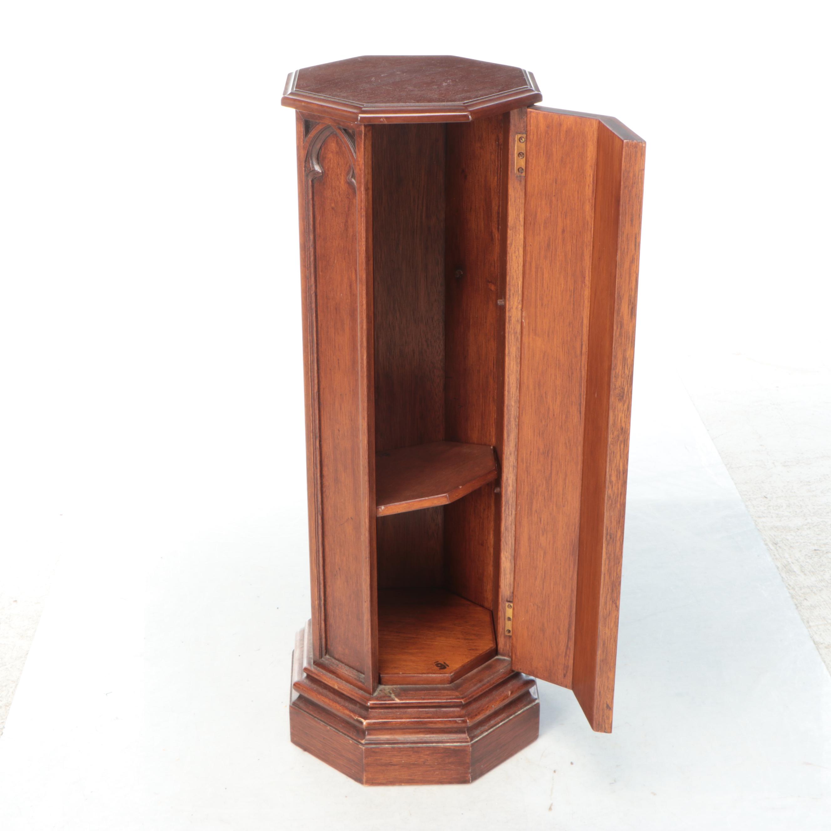 Banks, Coldstone Co. Gothic Style Mahogany Storage Pedestal, Late 20th Century
