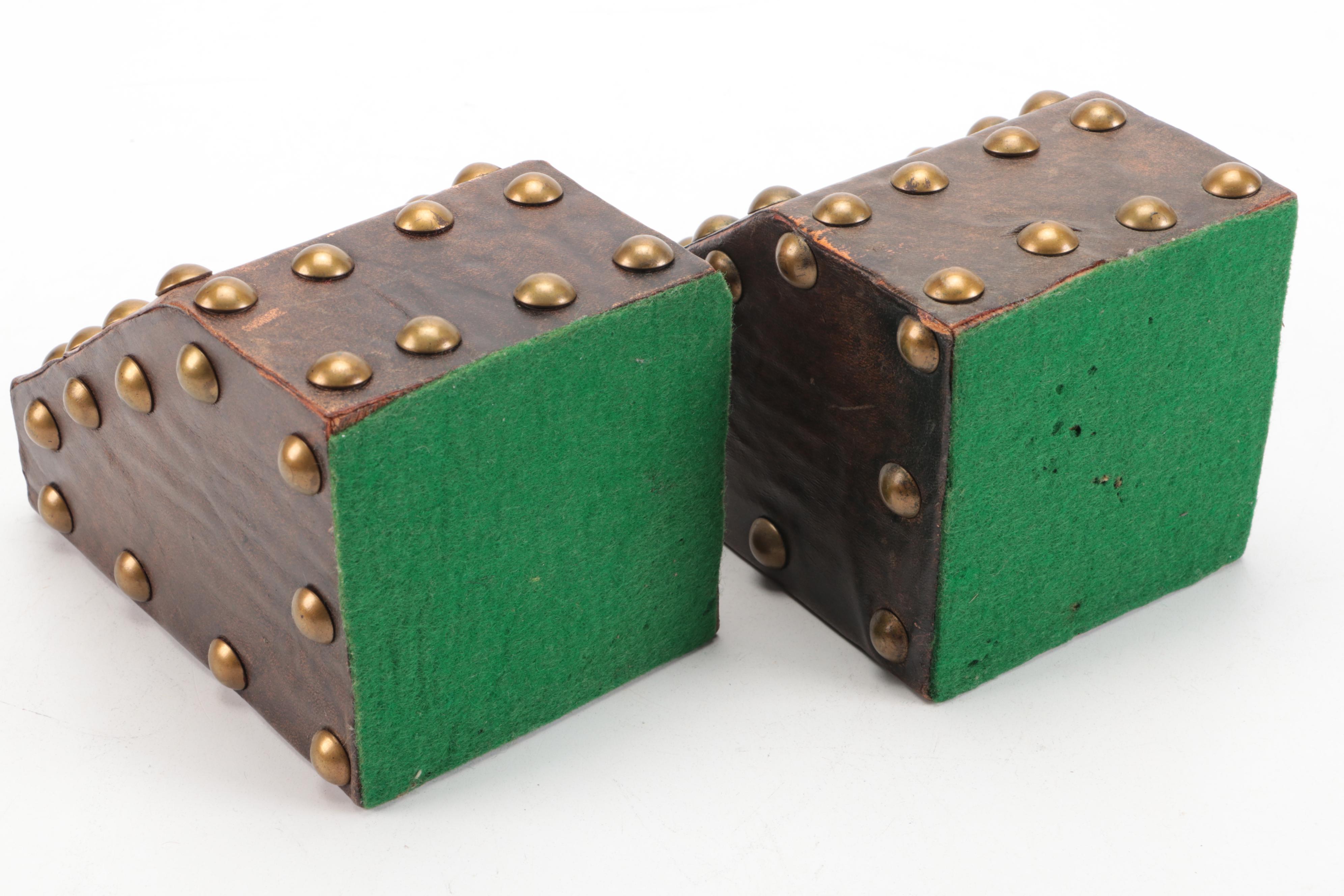 Metal Scottie Dog and Studded Leather Bookends