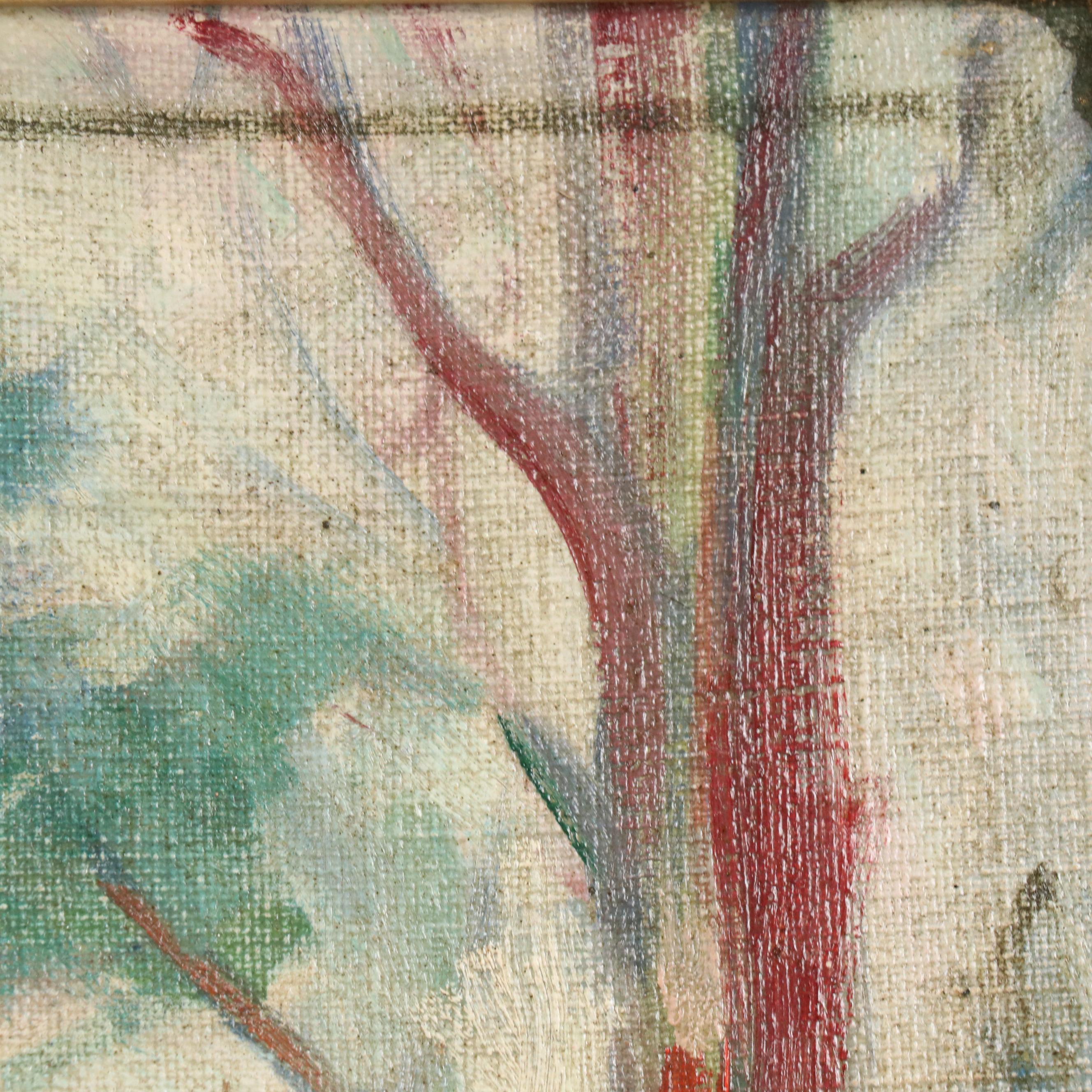 Elizabeth Merrill Ford Oil Painting of Wooded Hillside Looking at Sea, 1935