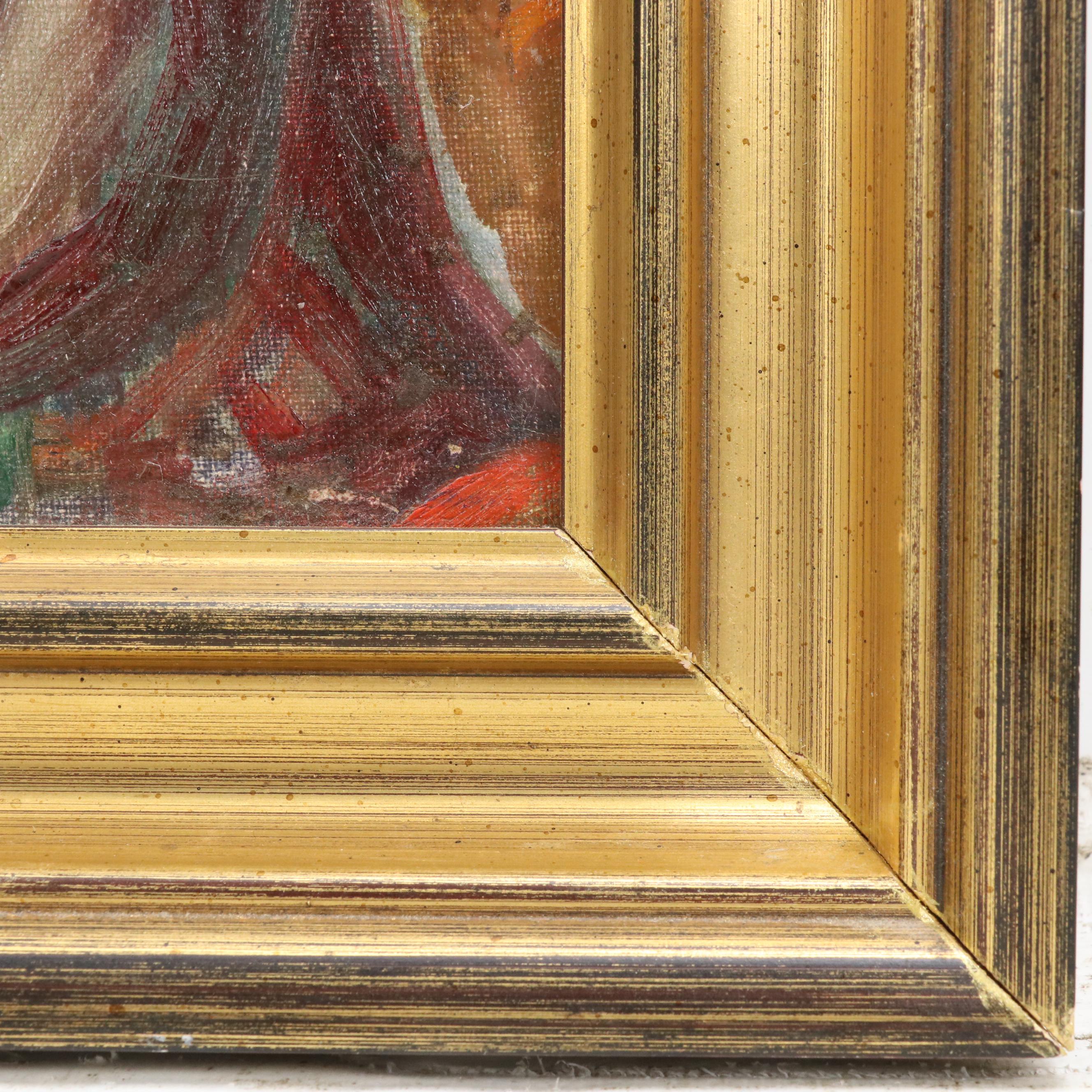 Elizabeth Merrill Ford Oil Painting of Wooded Hillside Looking at Sea, 1935