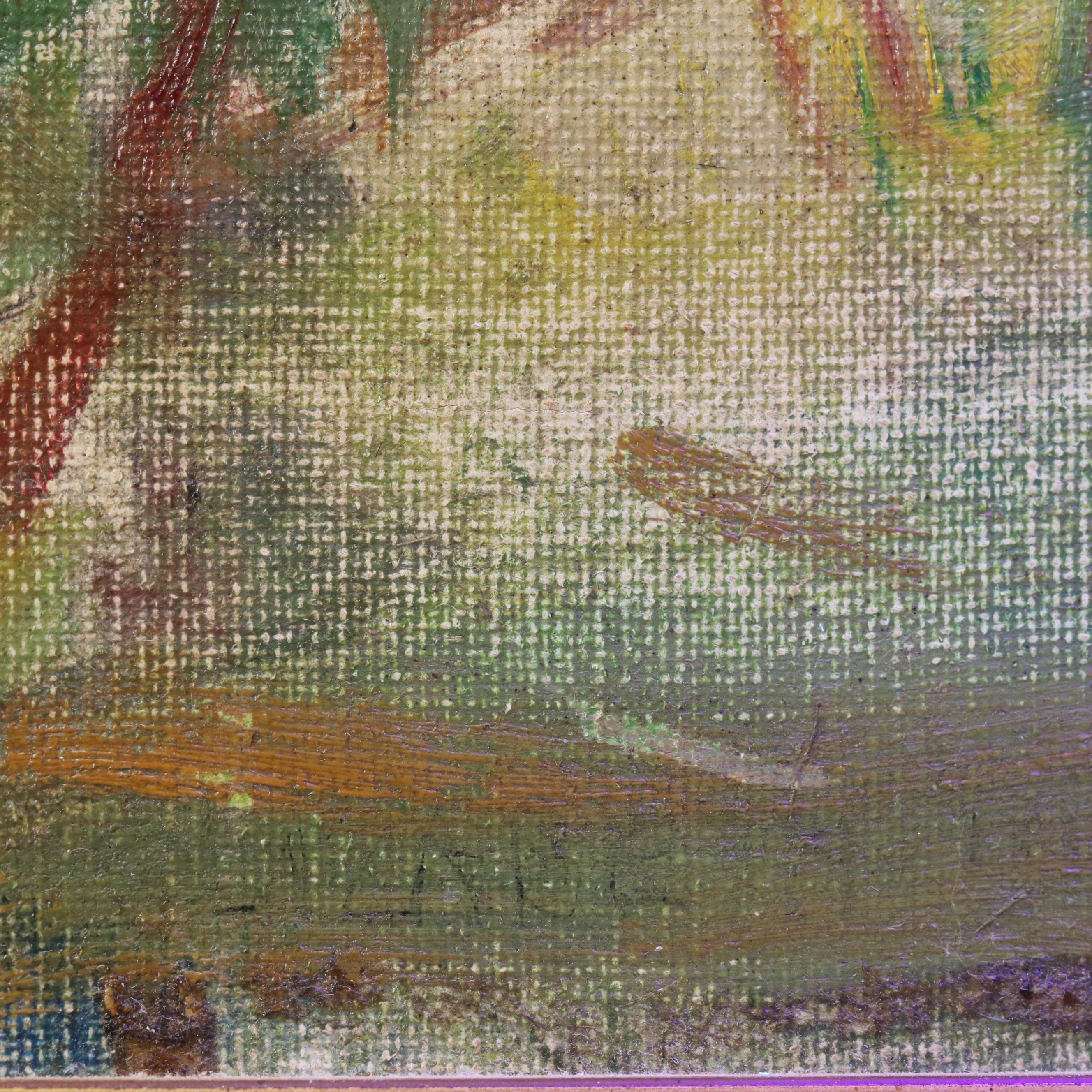 Elizabeth Merrill Ford Oil Painting of Wooded Hillside Looking at Sea, 1935