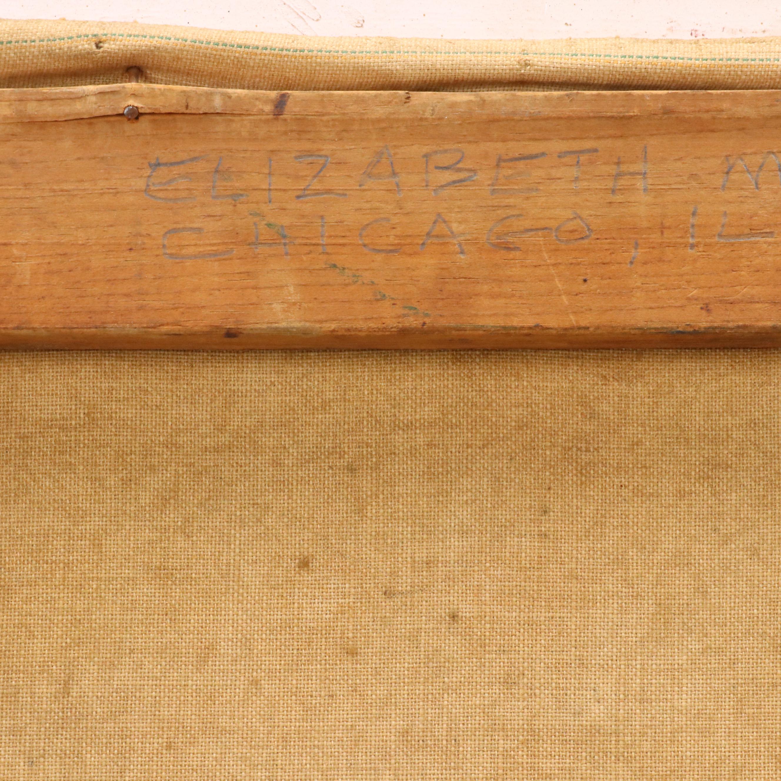 Elizabeth Merrill Ford Oil Painting of Wooded Hillside Looking at Sea, 1935