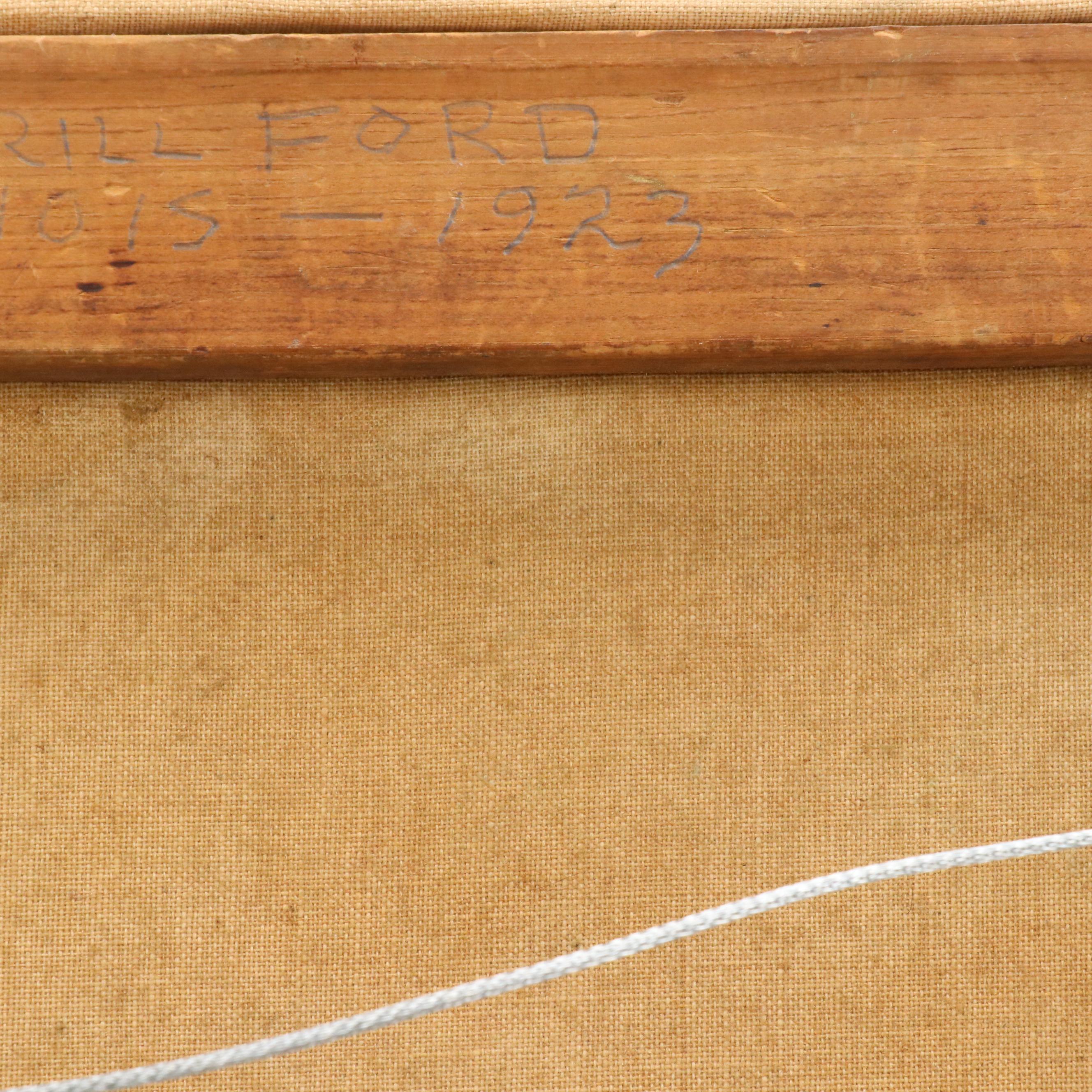 Elizabeth Merrill Ford Oil Painting of Wooded Hillside Looking at Sea, 1935