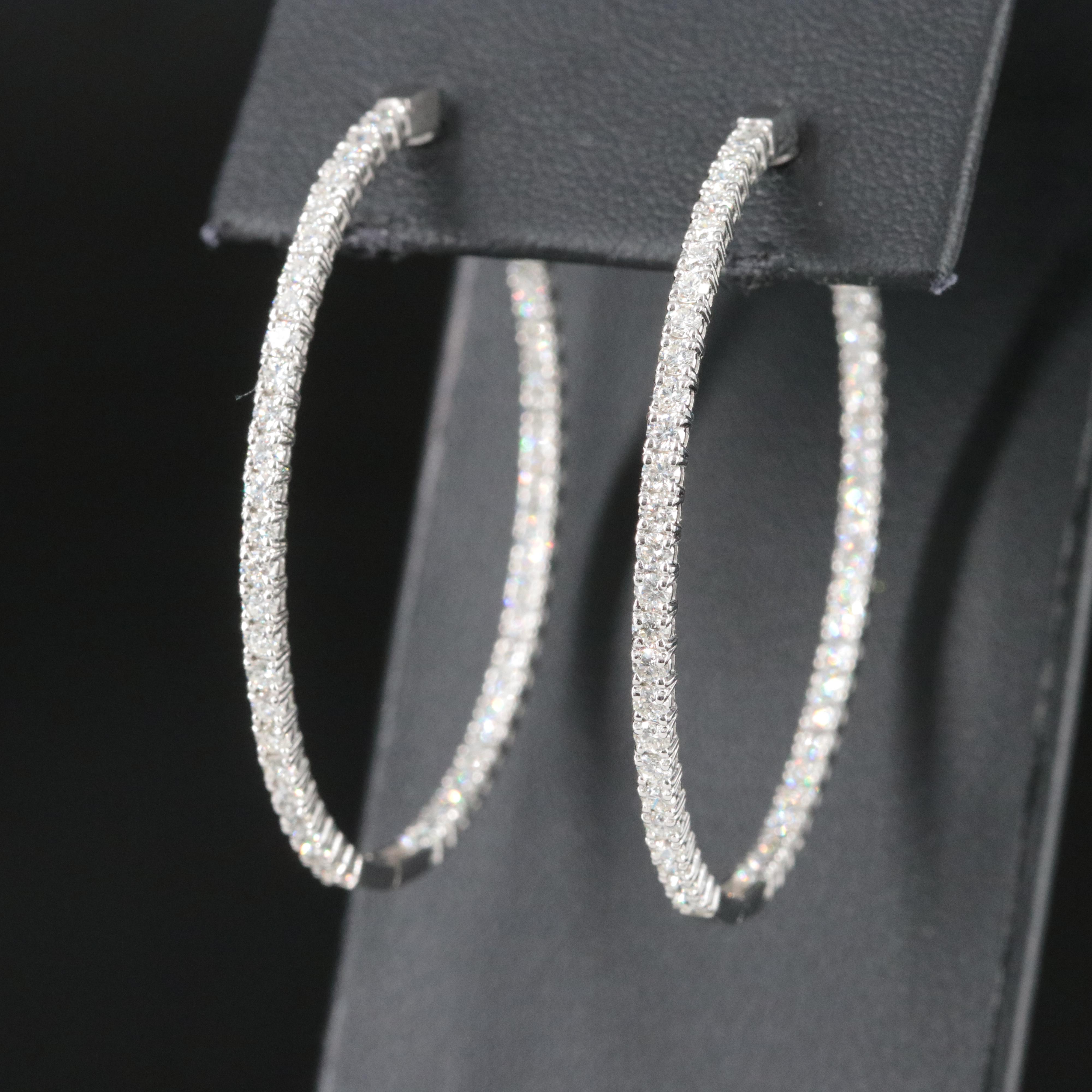 Platinum 2.92 CTW Diamond Inside-Out Hoop Earrings