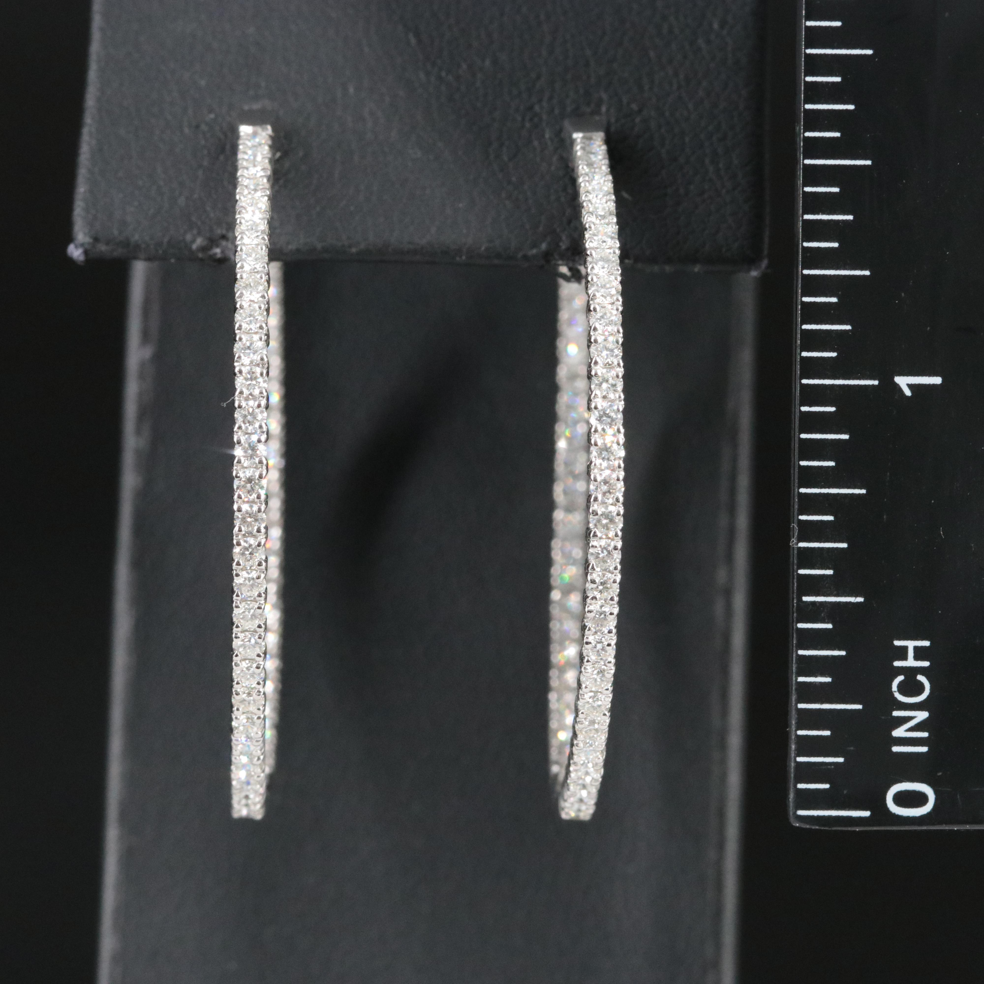 Platinum 2.92 CTW Diamond Inside-Out Hoop Earrings