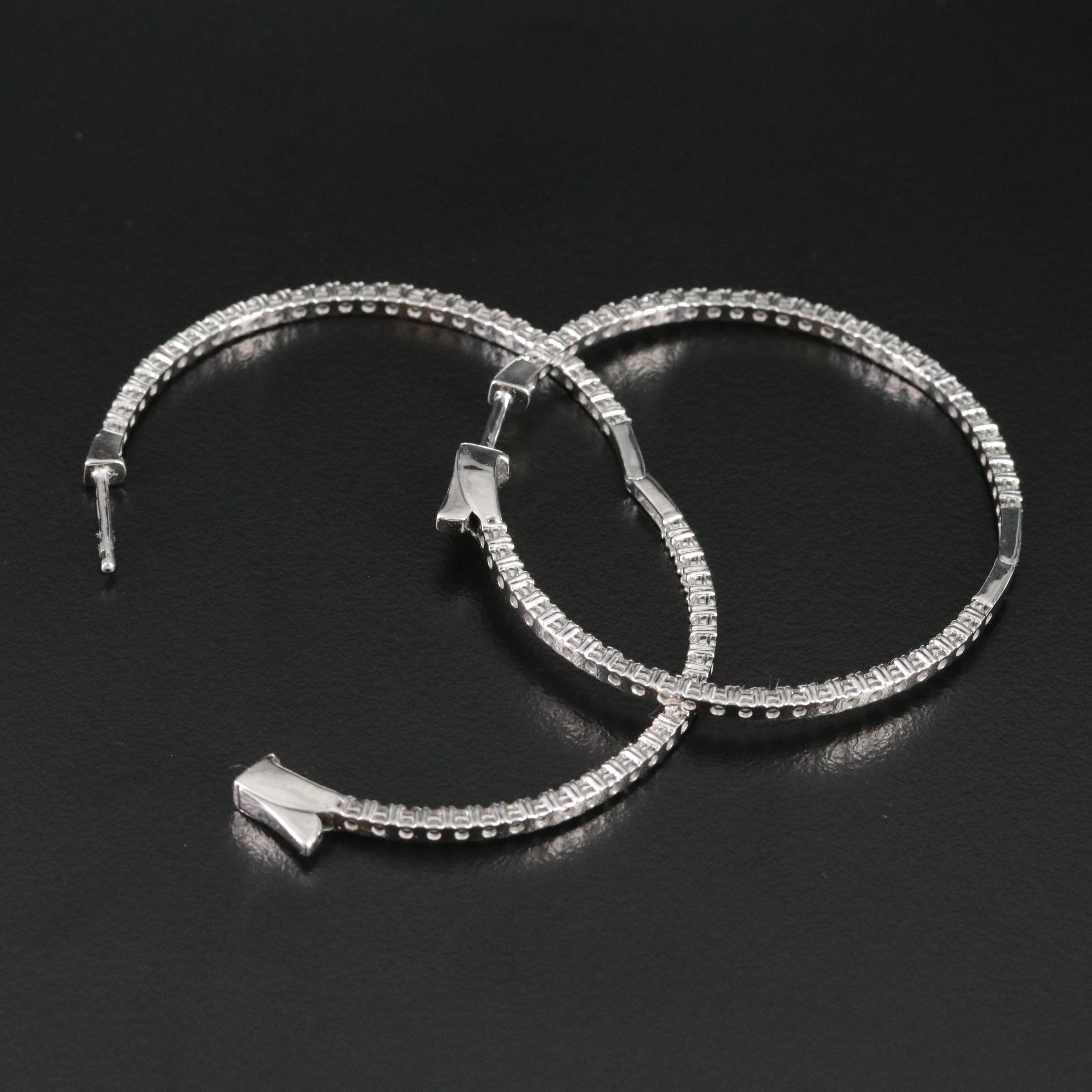 Platinum 2.92 CTW Diamond Inside-Out Hoop Earrings