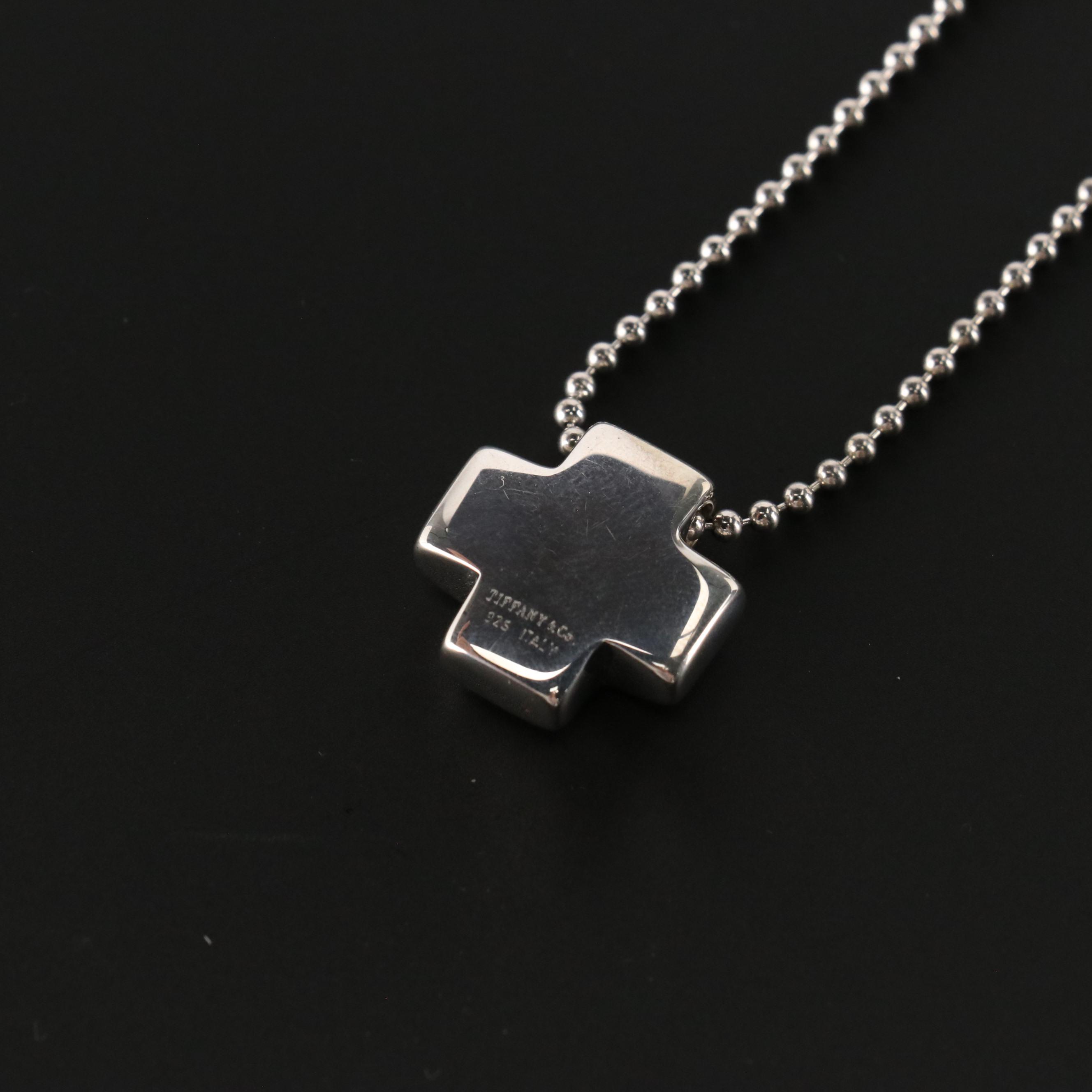 Tiffany & Co. Sterling Silver Roman Cross Pendant Necklace