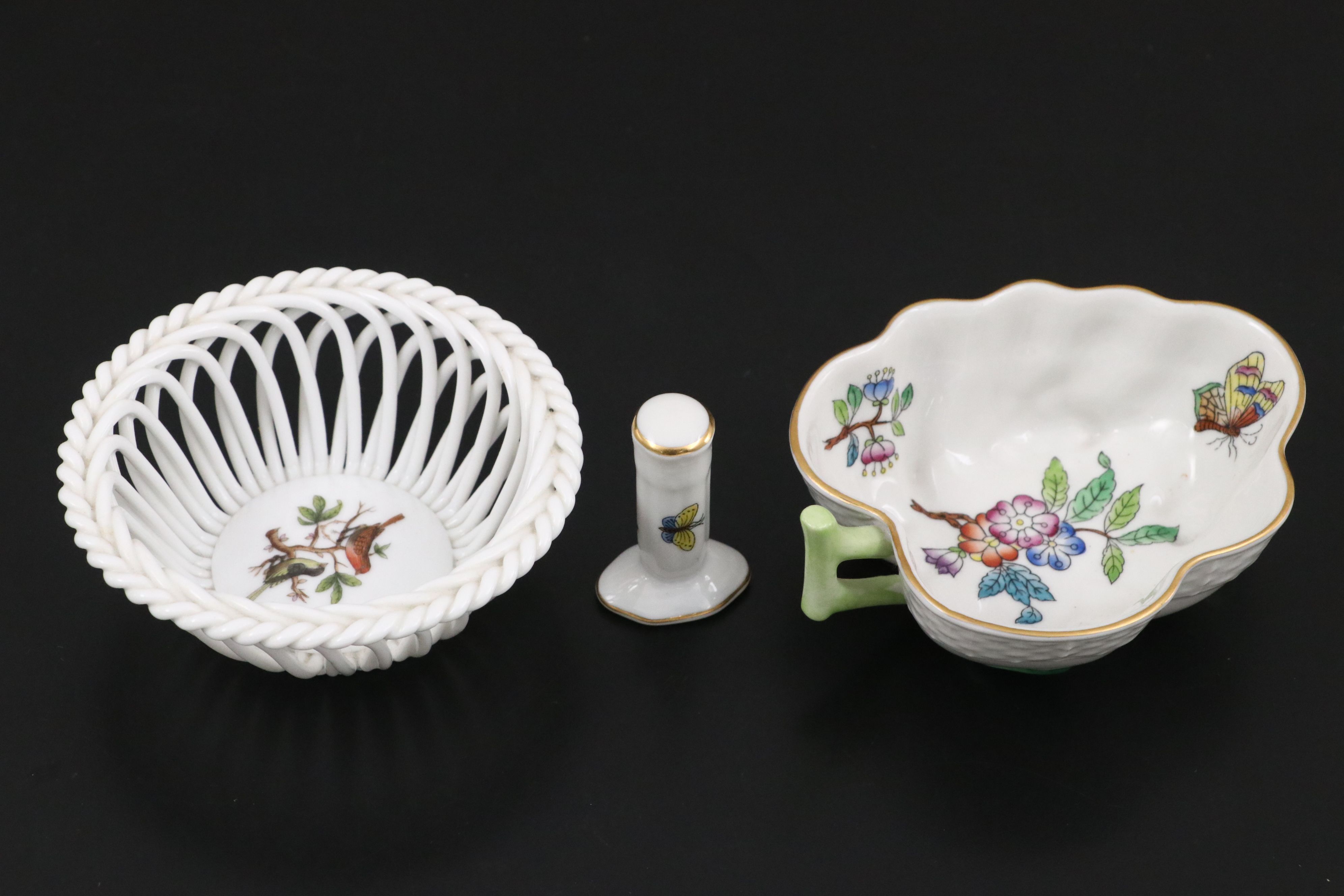 Herend "Rothschild Bird" Porcelain Bowl and Ring Holder with Dish