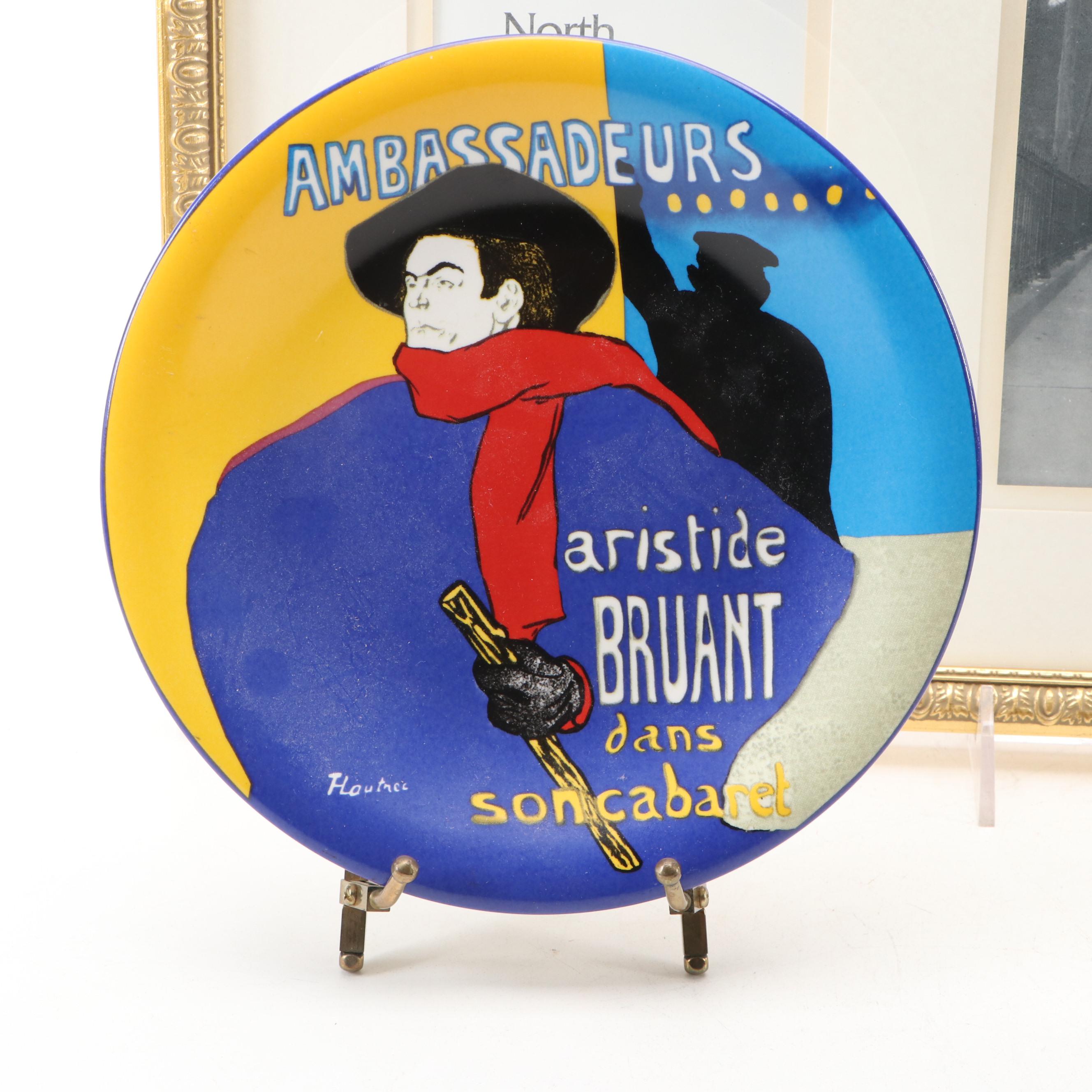 Lautrec Poster Decorative Ceramic Plate with MA Hadley Dishes and Other Decor