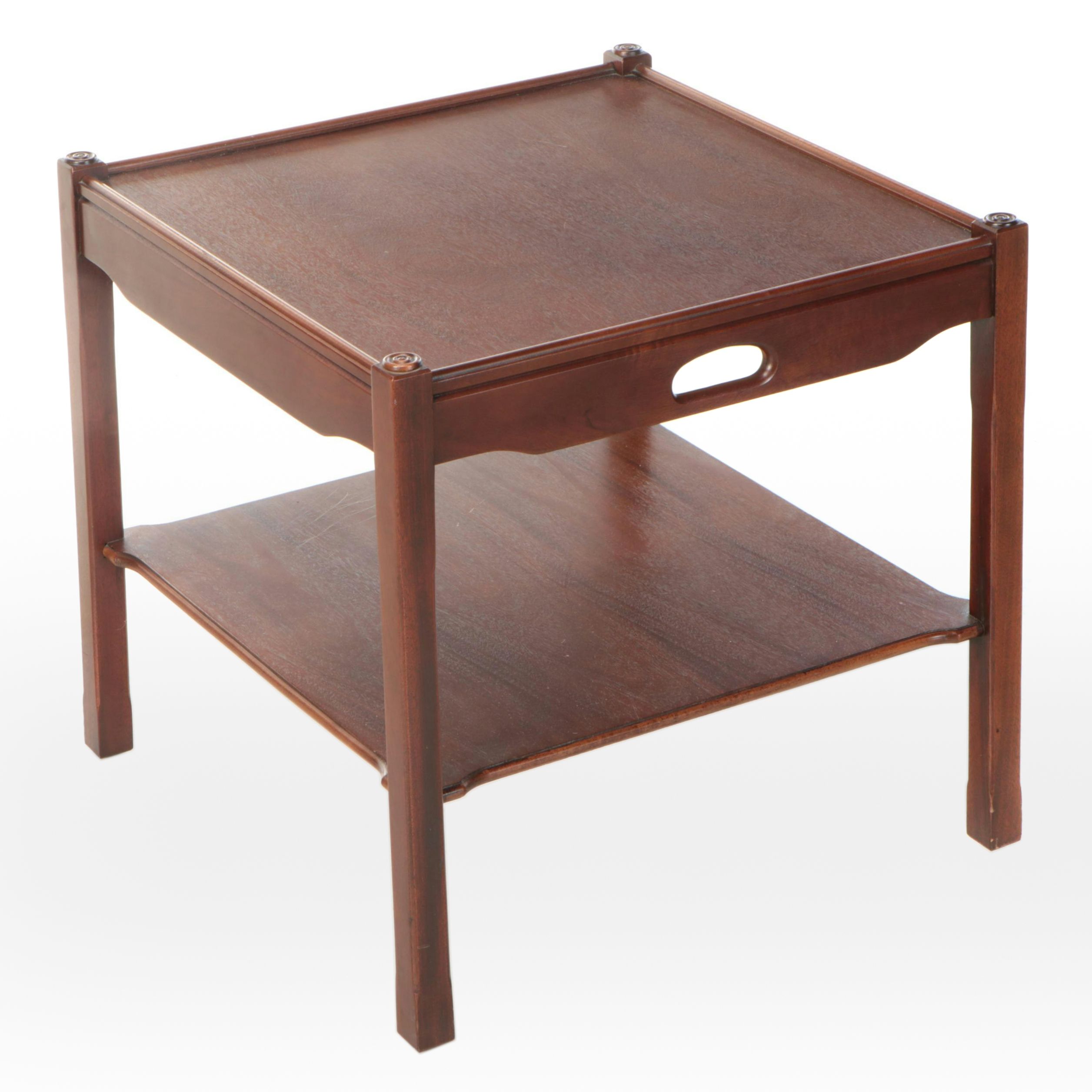 Two-Tiered Mahogany Finish End Table