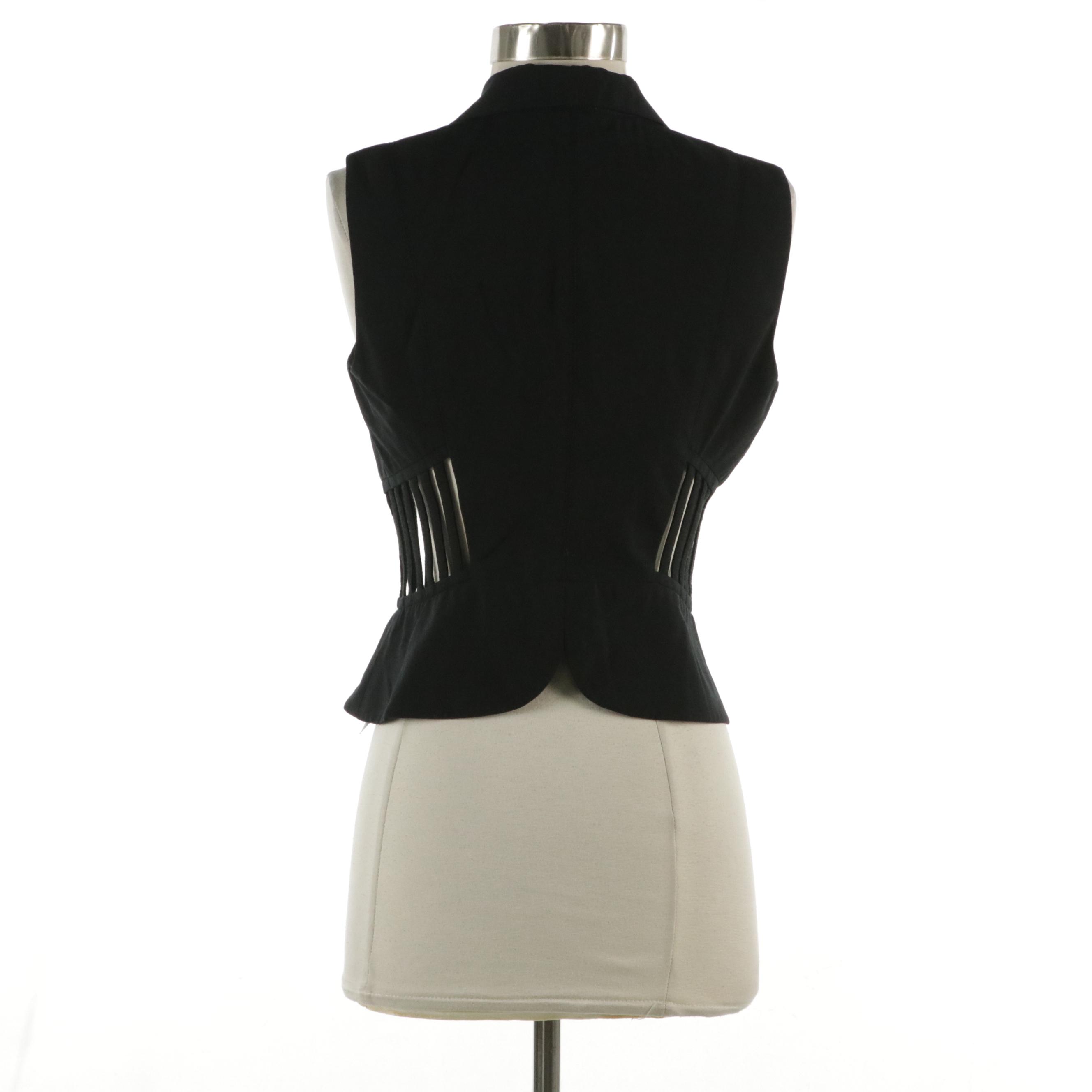 Alexander Wang Sleeveless Caged Cutout Blazer in Black Stretch Wool