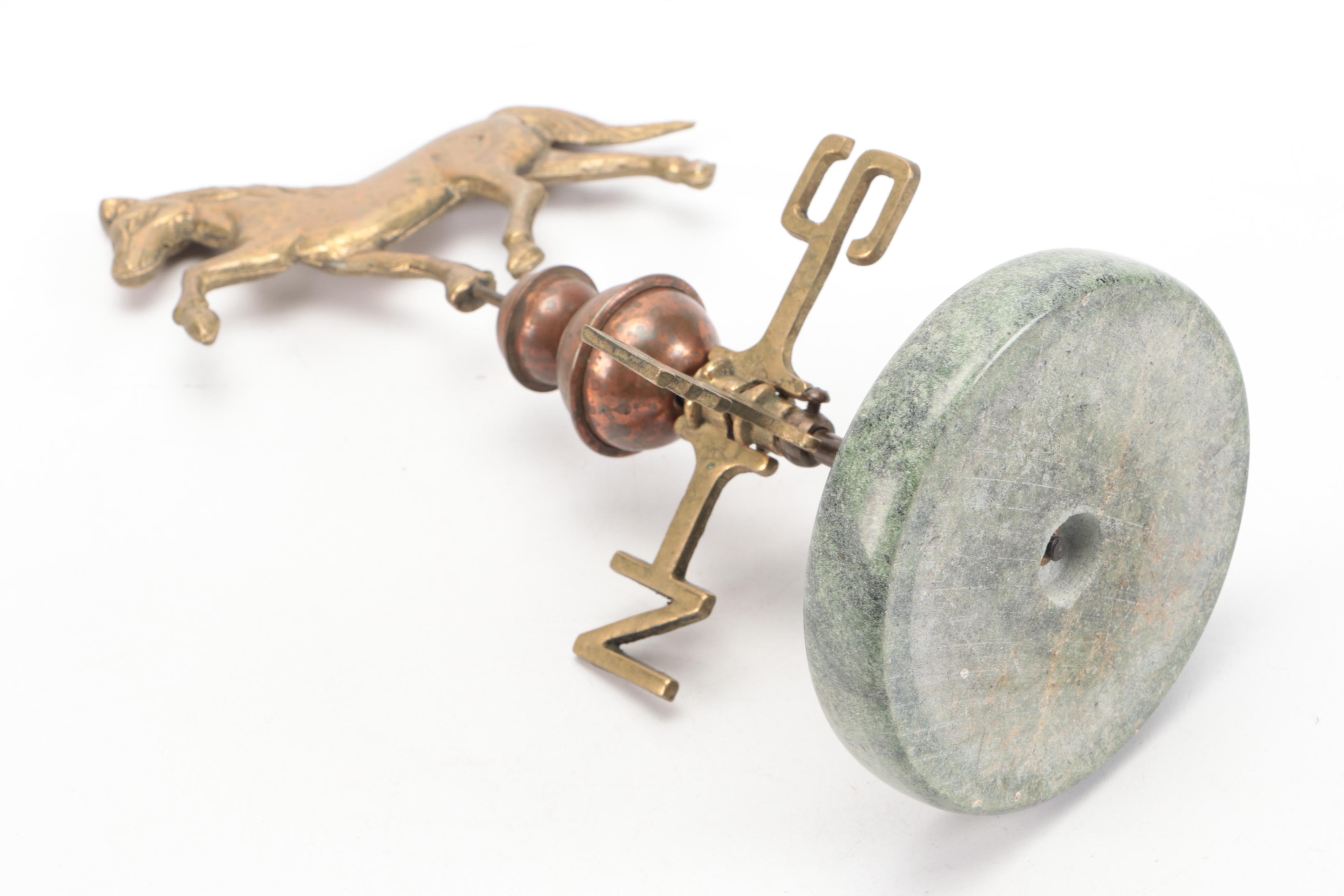 Brass Animal Weather-Vane Figurines with Other Metal Office Decor