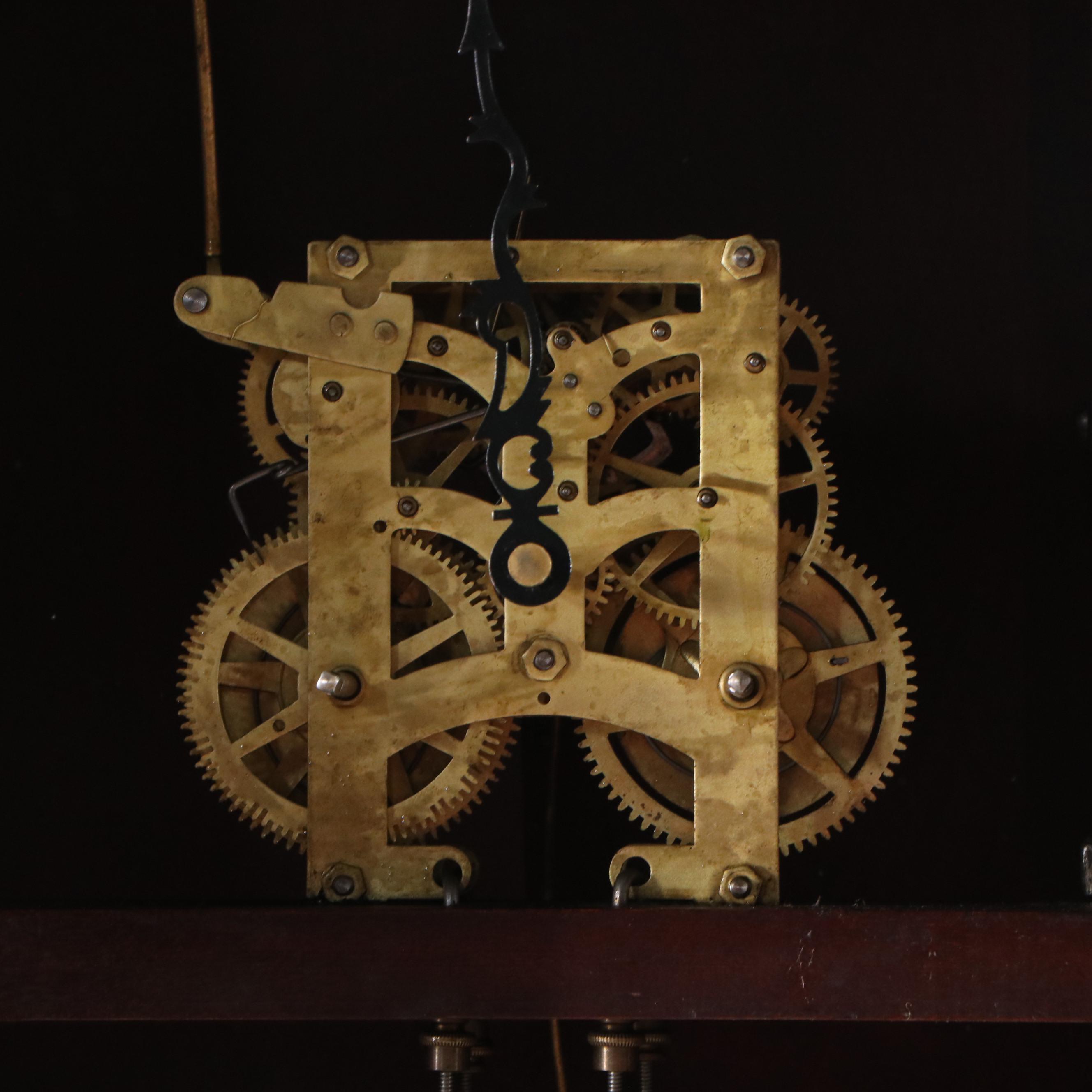 Greek Revival Style Mahogany Grandfather Clock Case with Clock Parts