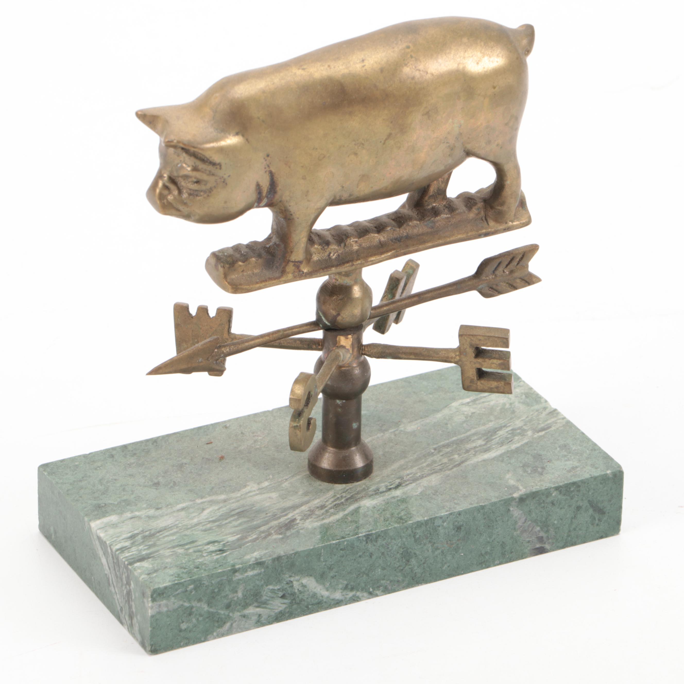 Brass Animal Weather-Vane Figurines with Other Metal Office Decor