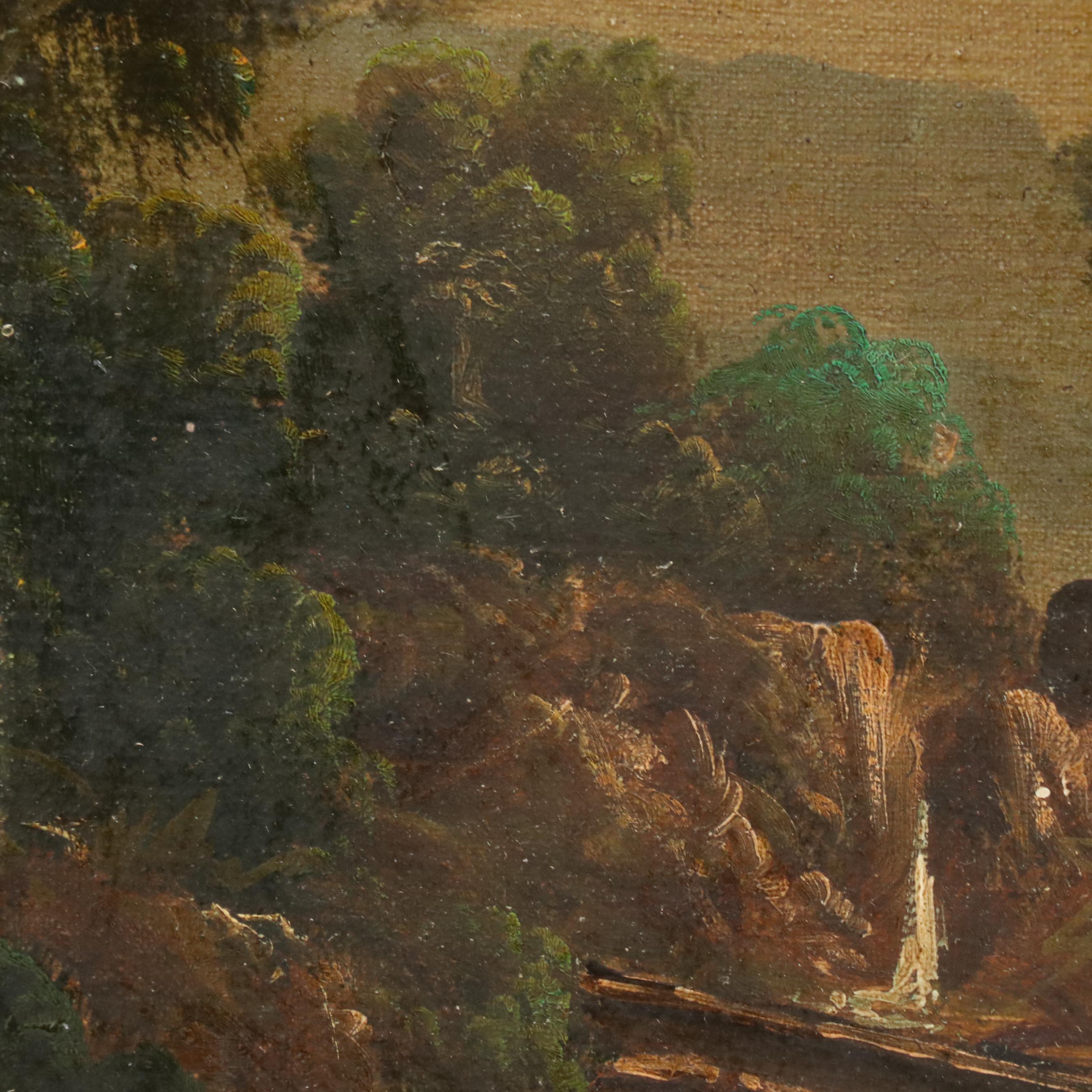 Toni Bordignon Oil Painting of Pastoral Path to Fortress, Mid-20th C.