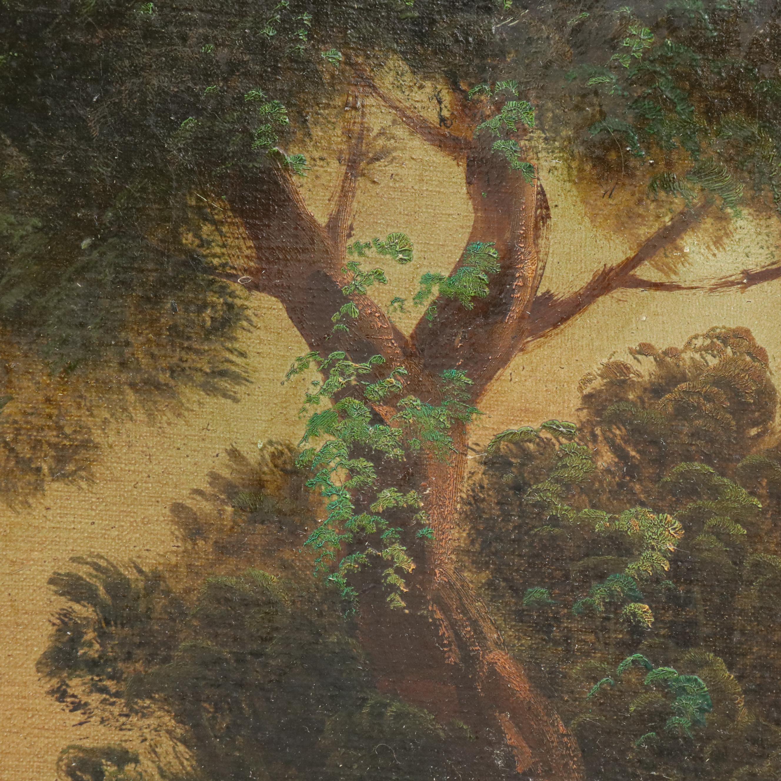 Toni Bordignon Oil Painting of Pastoral Path to Fortress, Mid-20th C.