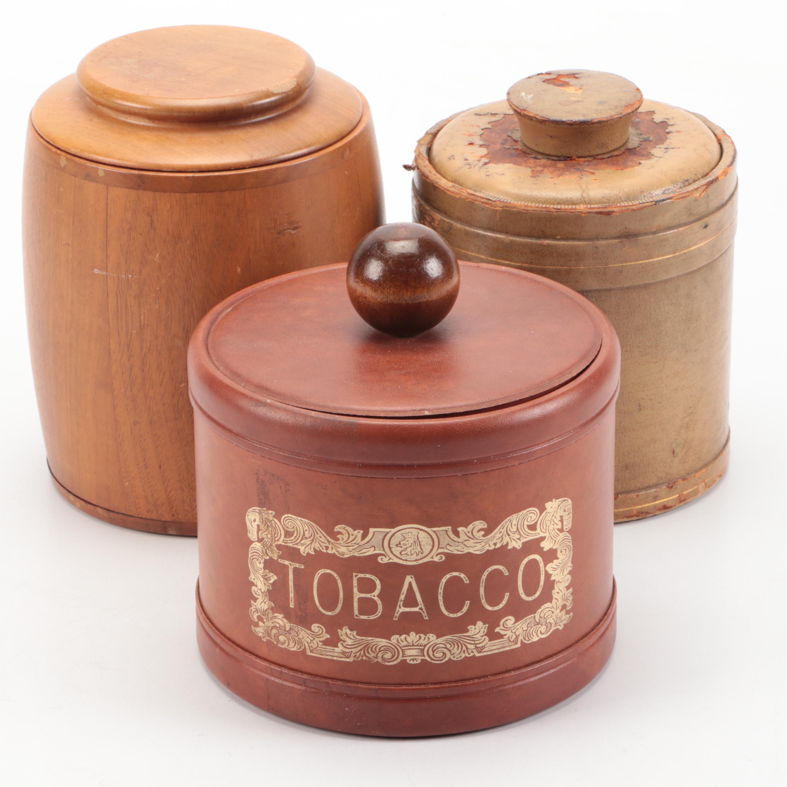 Wooden and Leather Wrapped Tobacco Humidors