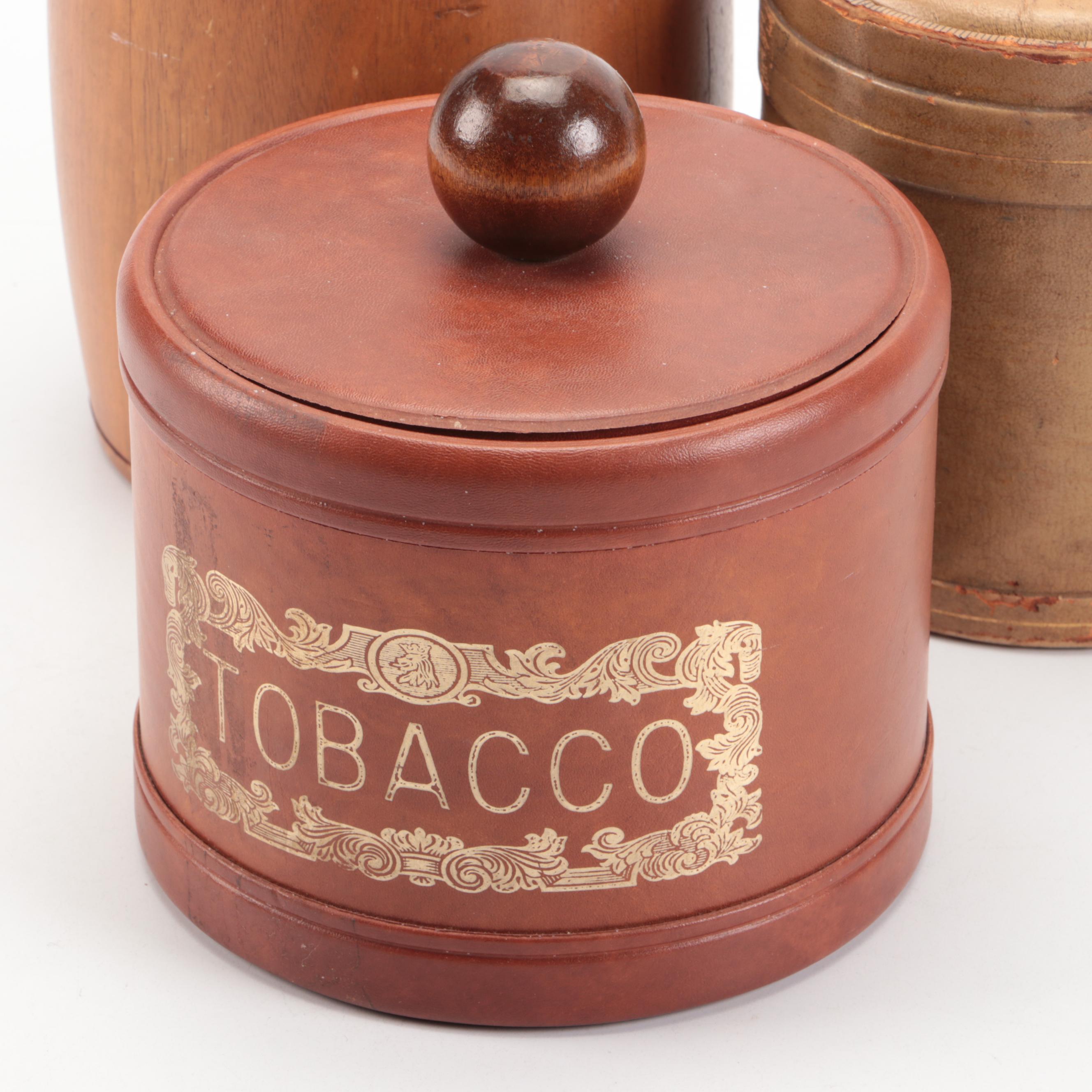 Wooden and Leather Wrapped Tobacco Humidors