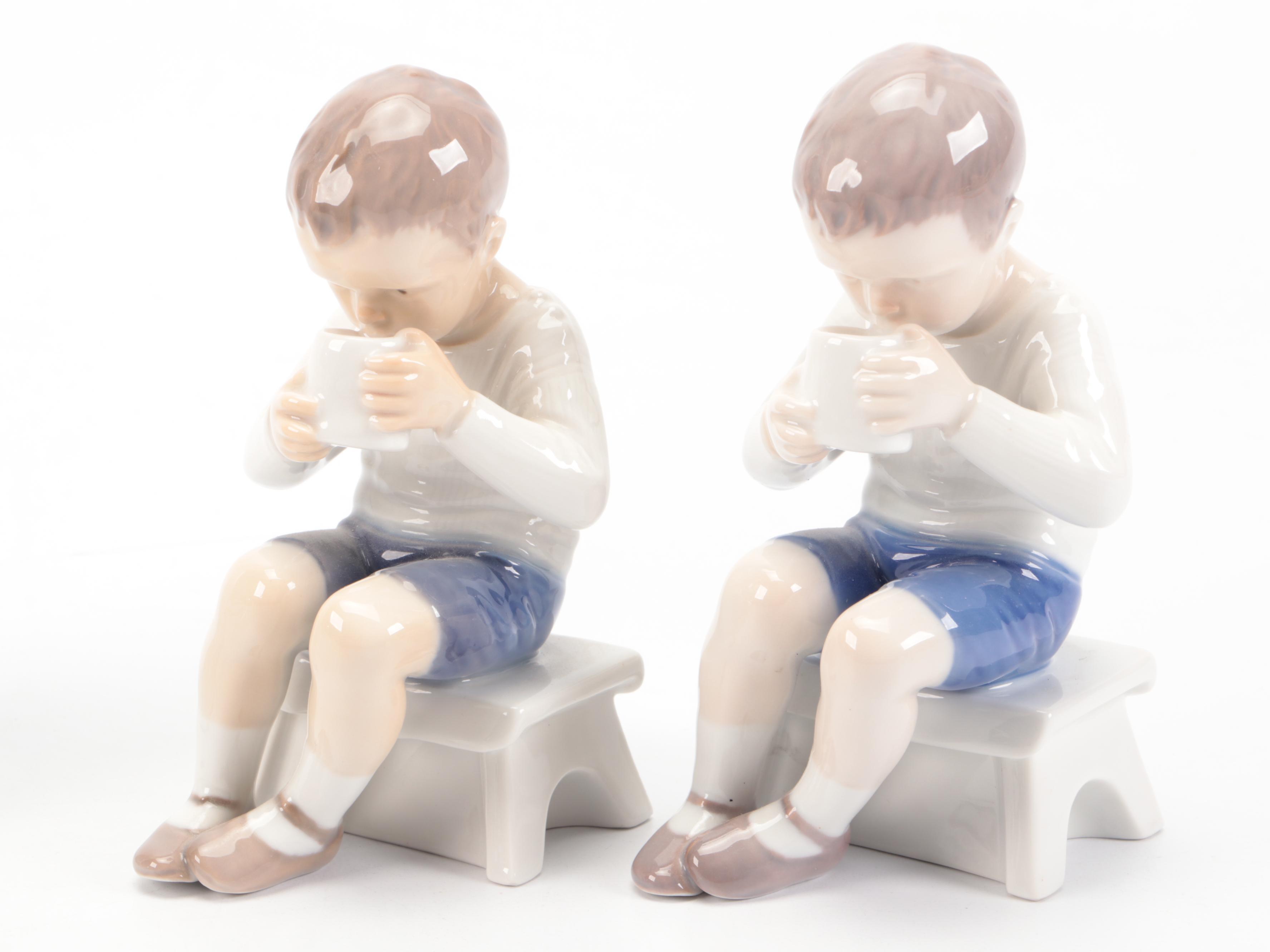 Nao by Lladró "Girl Yawning" with Bing & Grøndahl Porcelain Figurines