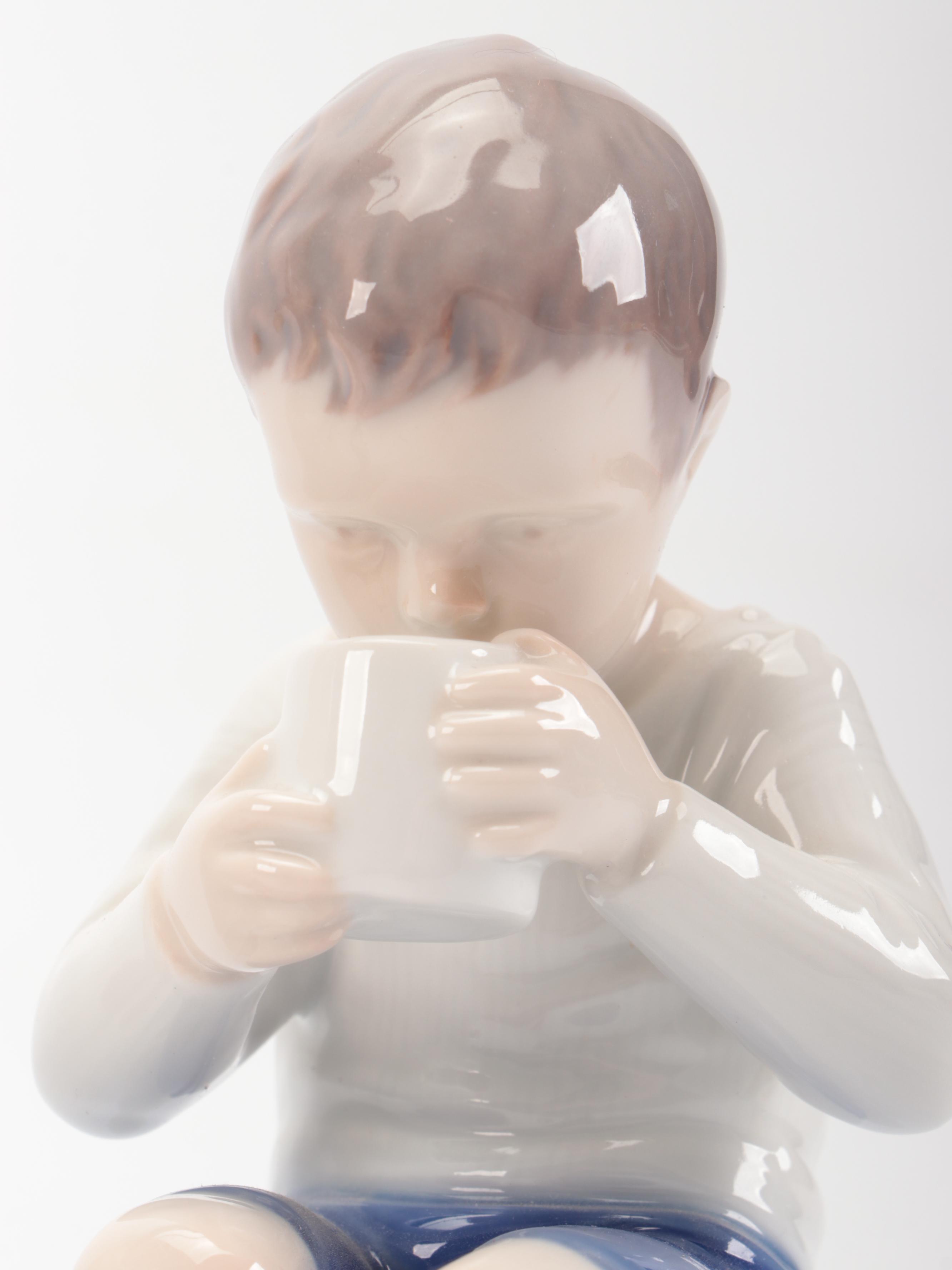 Nao by Lladró "Girl Yawning" with Bing & Grøndahl Porcelain Figurines