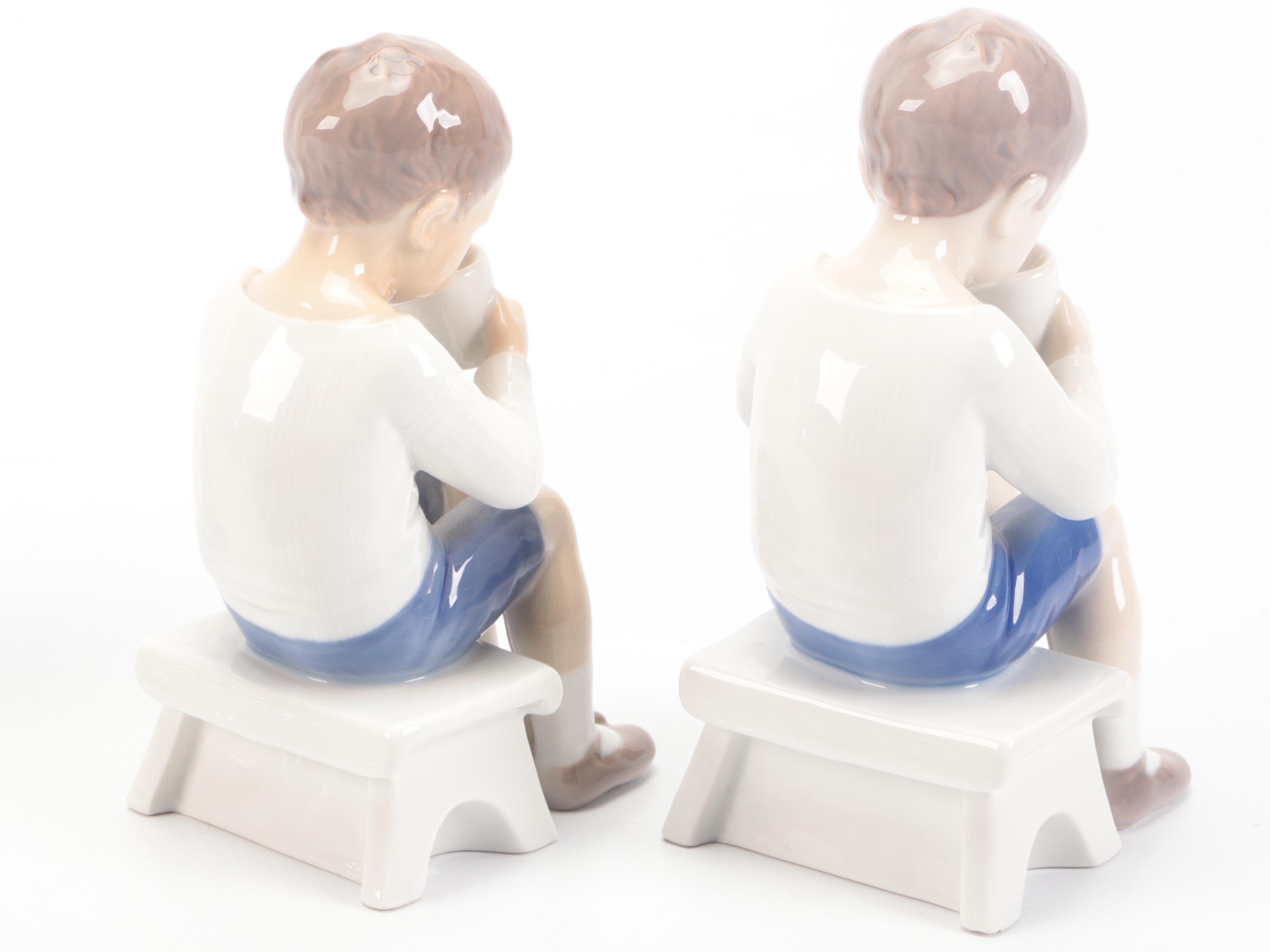 Nao by Lladró "Girl Yawning" with Bing & Grøndahl Porcelain Figurines