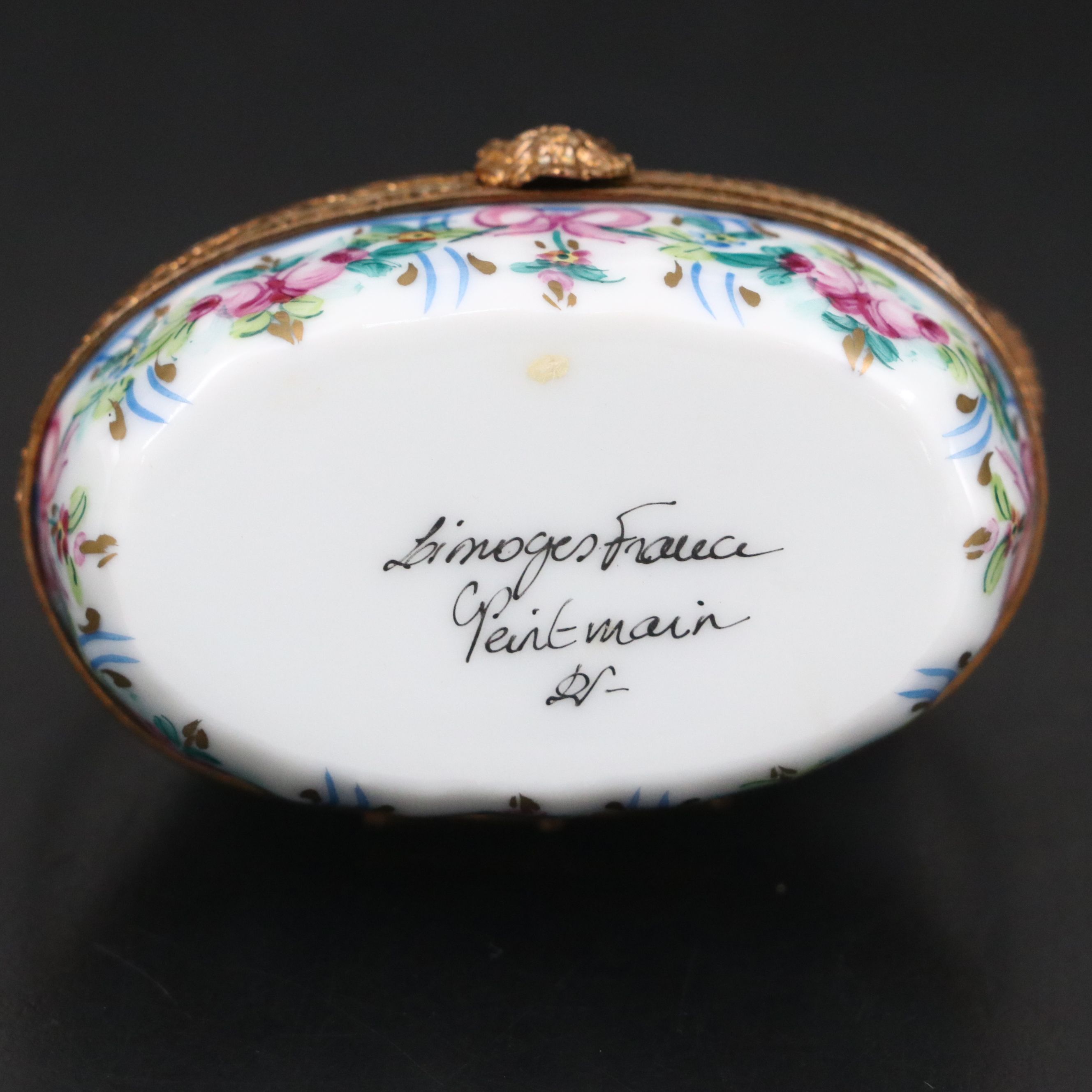 French Hand-Painted Porcelain Cats in Basket Limoges Box