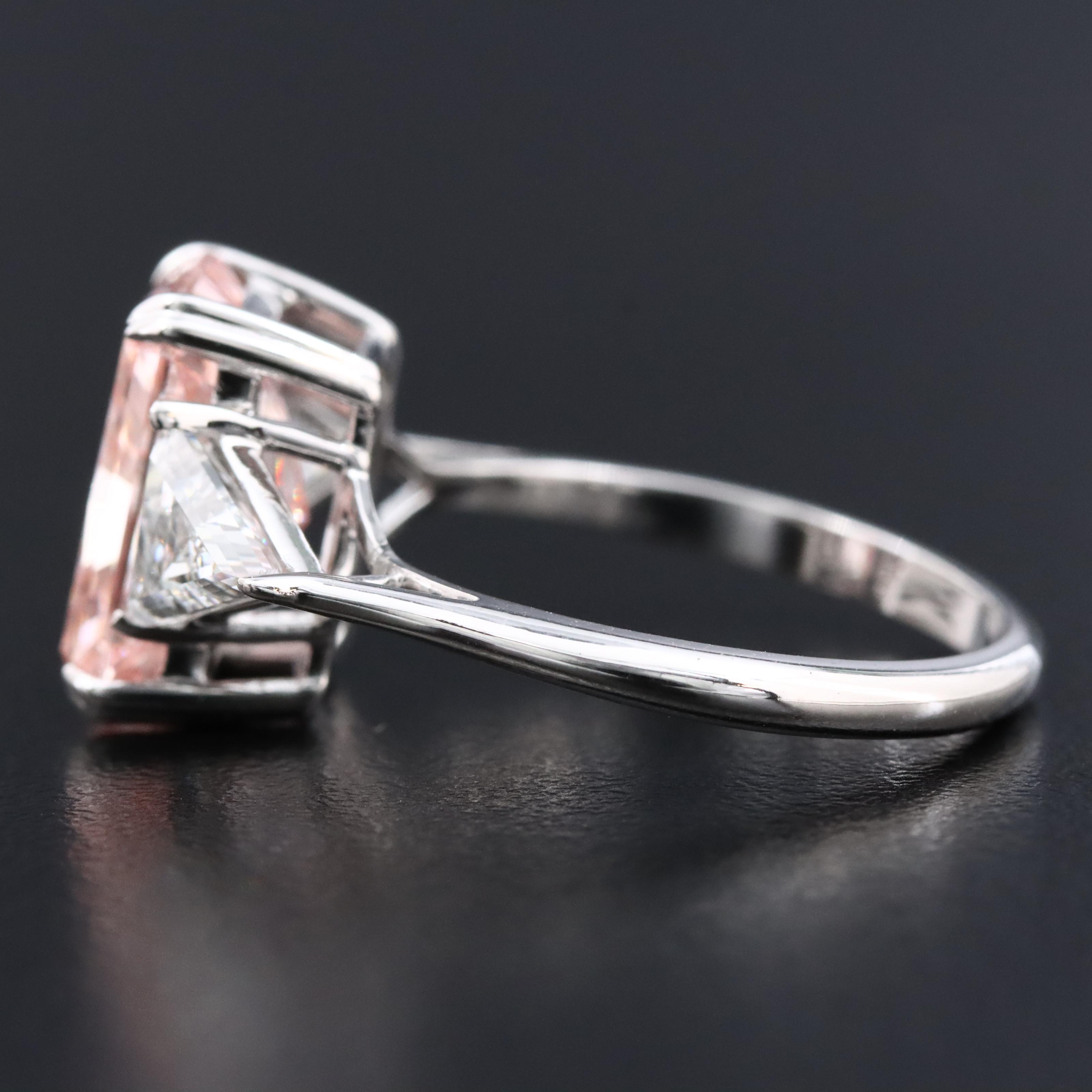 14K 5.10 CTW Lab Grown Diamond Ring with Fancy Pink Center and IGI Report