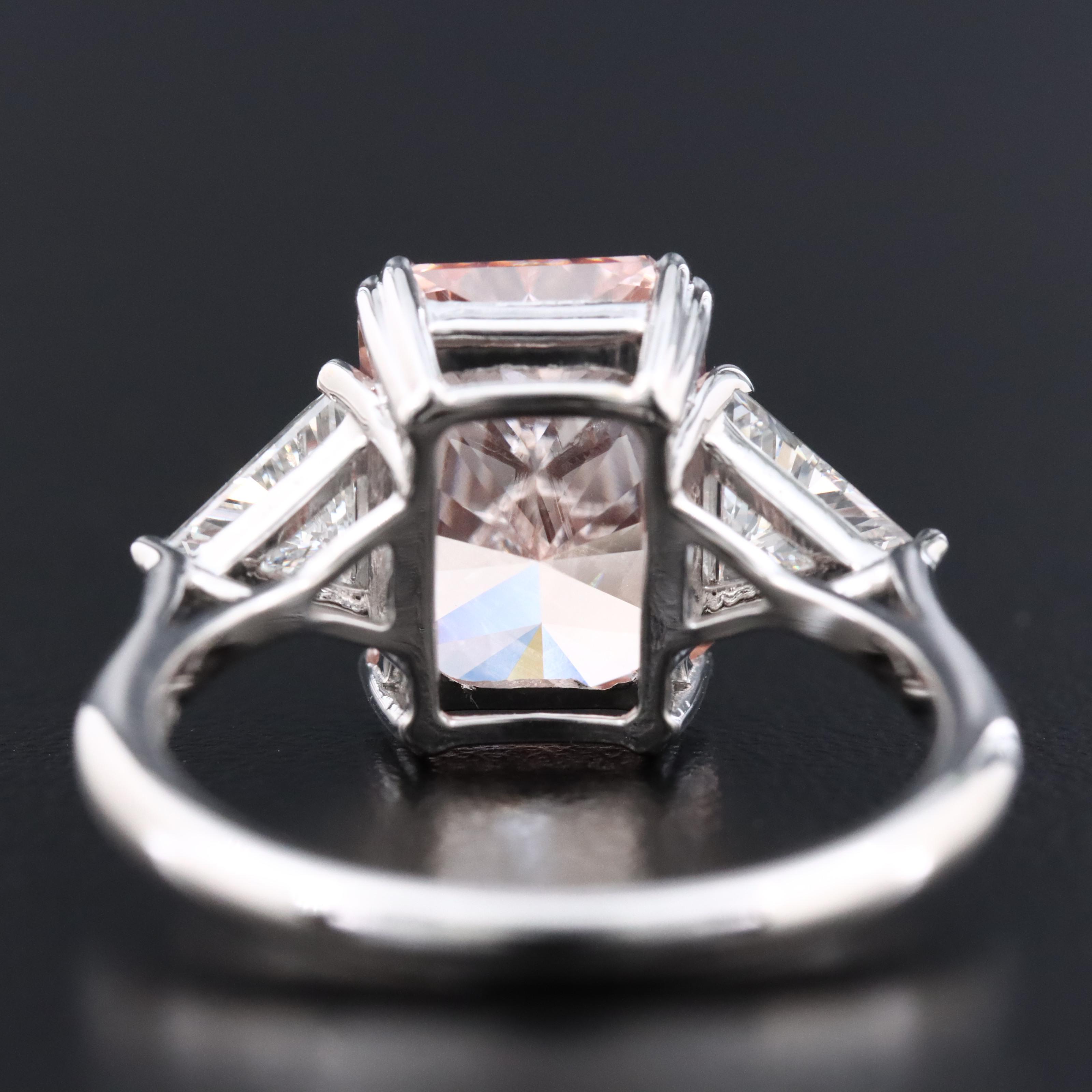 14K 5.10 CTW Lab Grown Diamond Ring with Fancy Pink Center and IGI Report