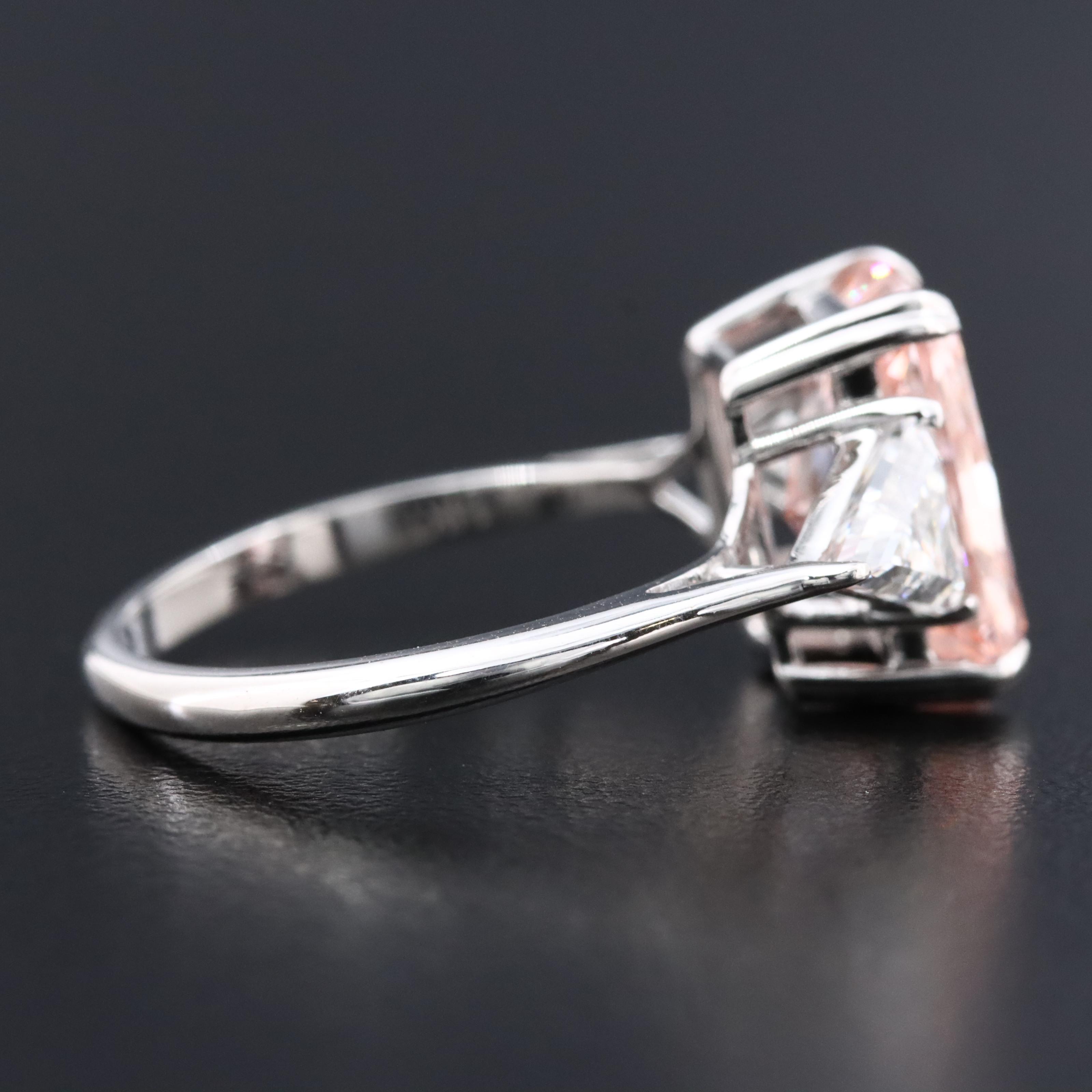 14K 5.10 CTW Lab Grown Diamond Ring with Fancy Pink Center and IGI Report