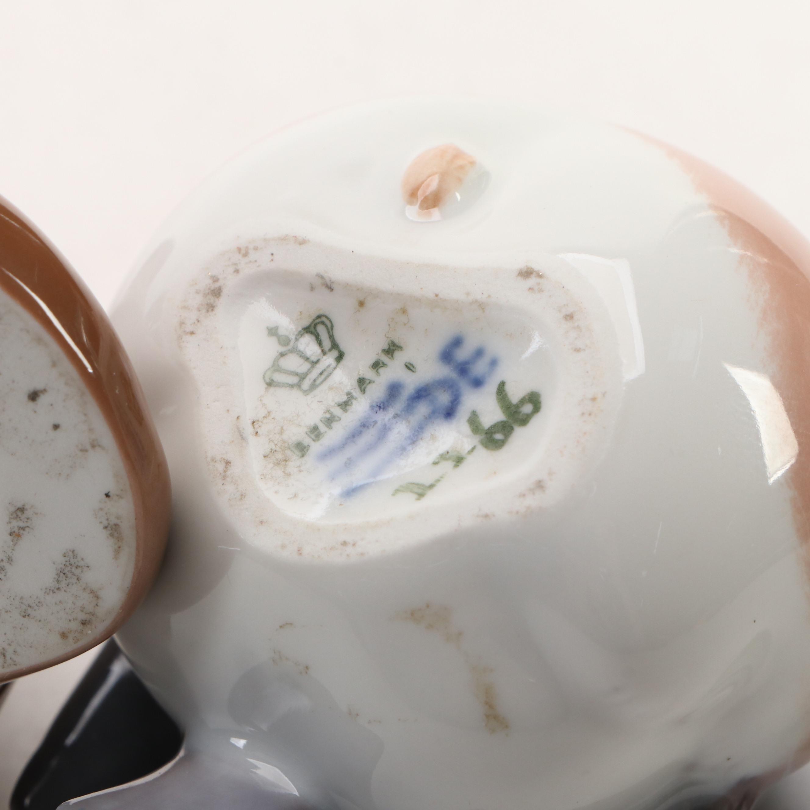 Bing & Grøndahl "St. Bernard Puppy" and Royal Copenhagen "Robin" Figurines