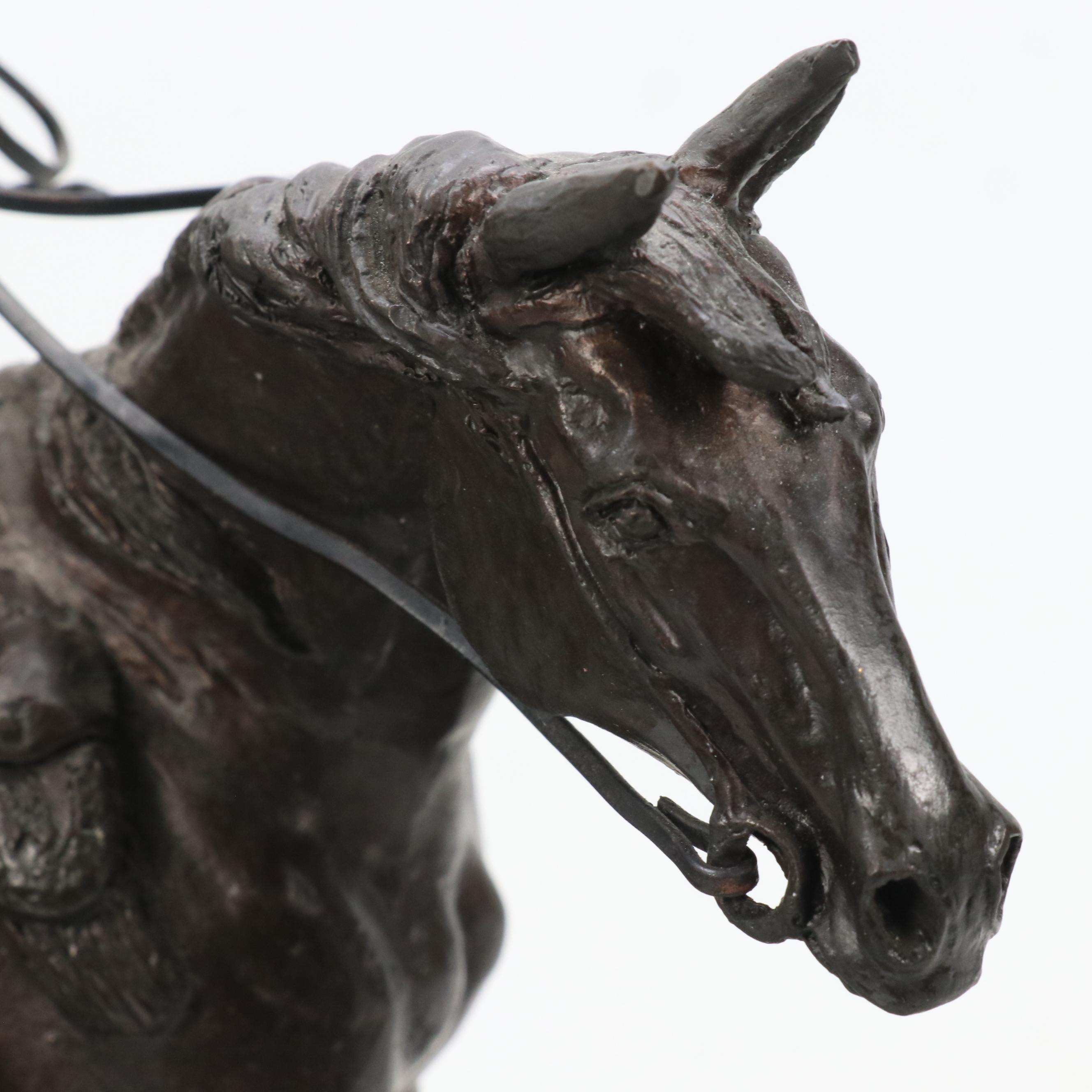 After Frederic Remington Patinated Bronze Sculpture "Hunter Trail"