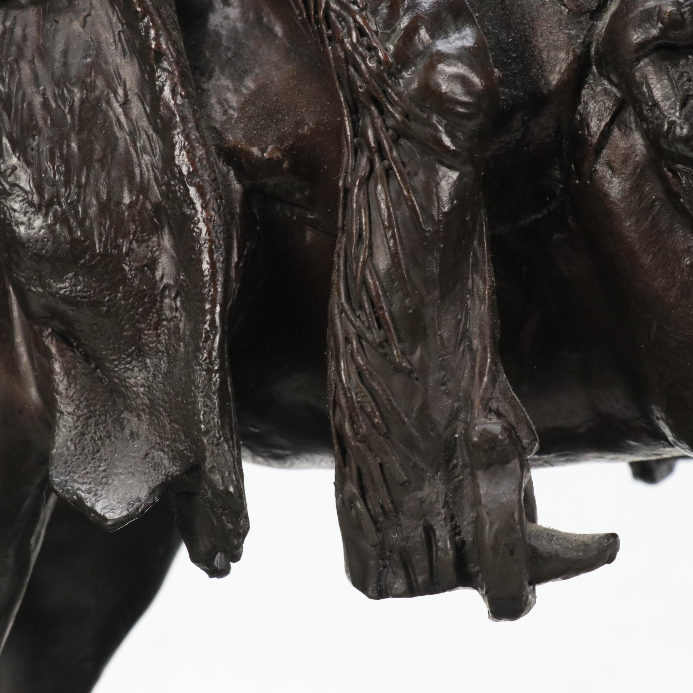 After Frederic Remington Patinated Bronze Sculpture "Hunter Trail"