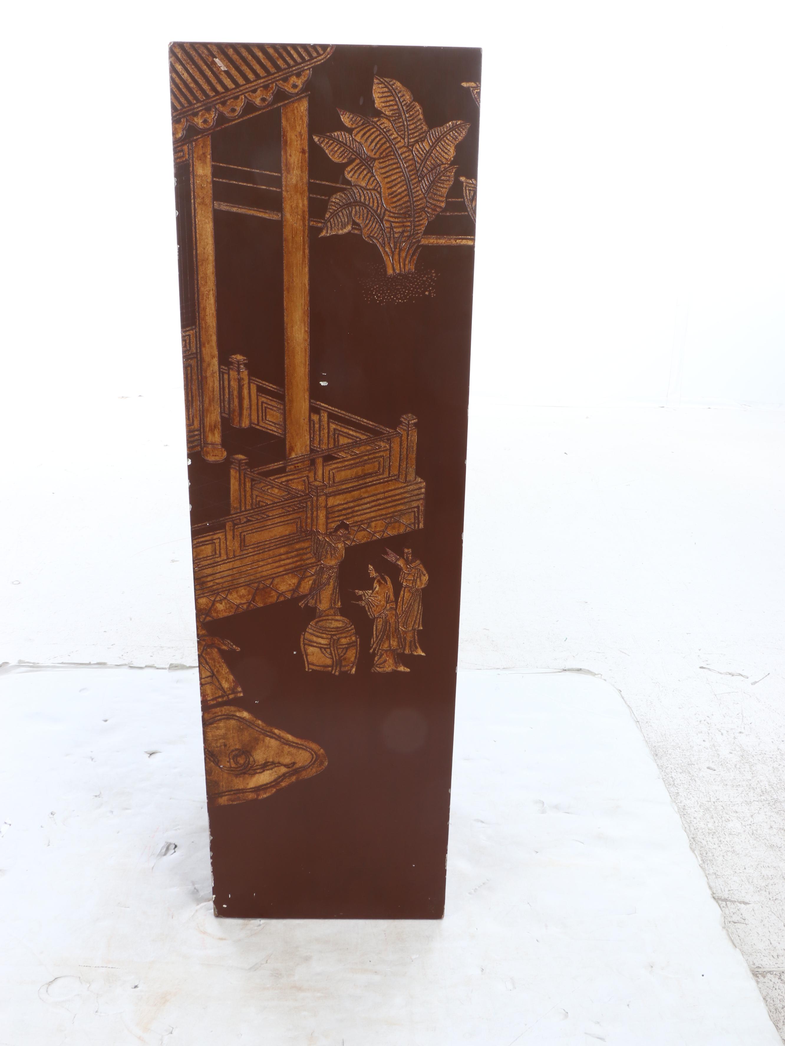 Chinese Style Caved Lacquered Wood Stand