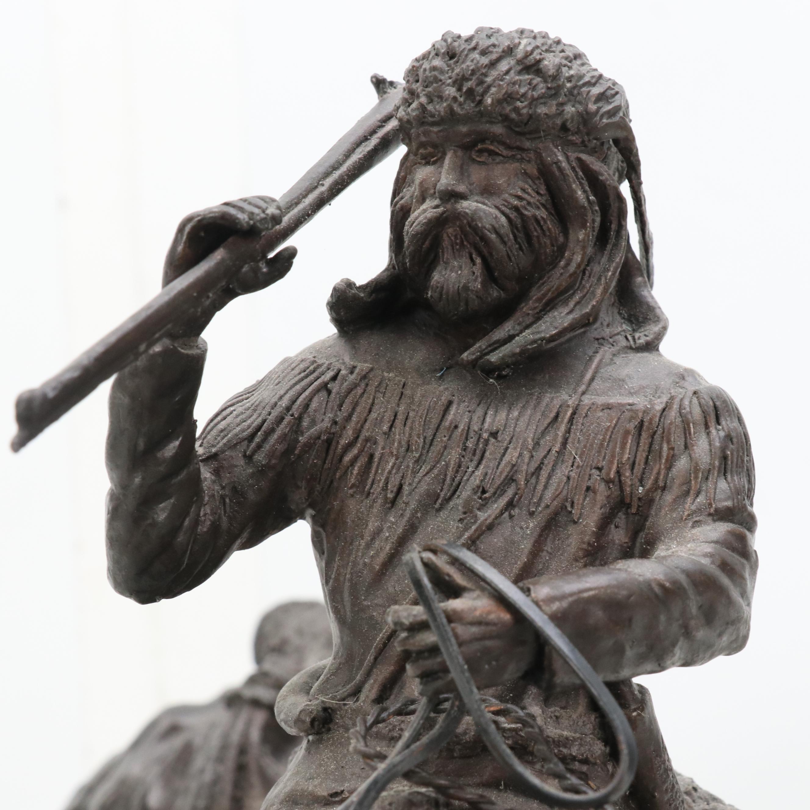 After Frederic Remington Patinated Bronze Sculpture "Hunter Trail"