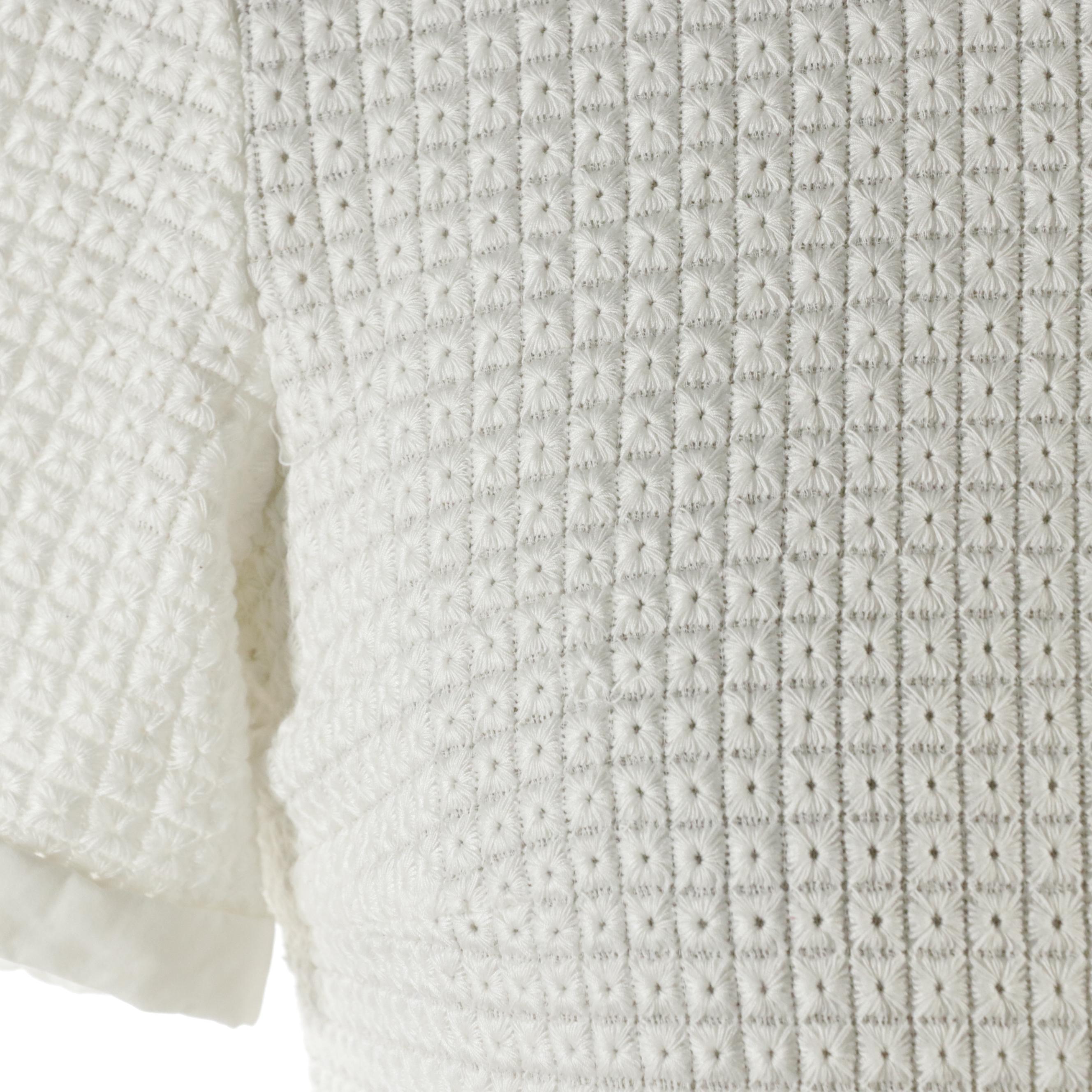 Chloé Fitted Short-Sleeve Blouse in White Textured Cotton