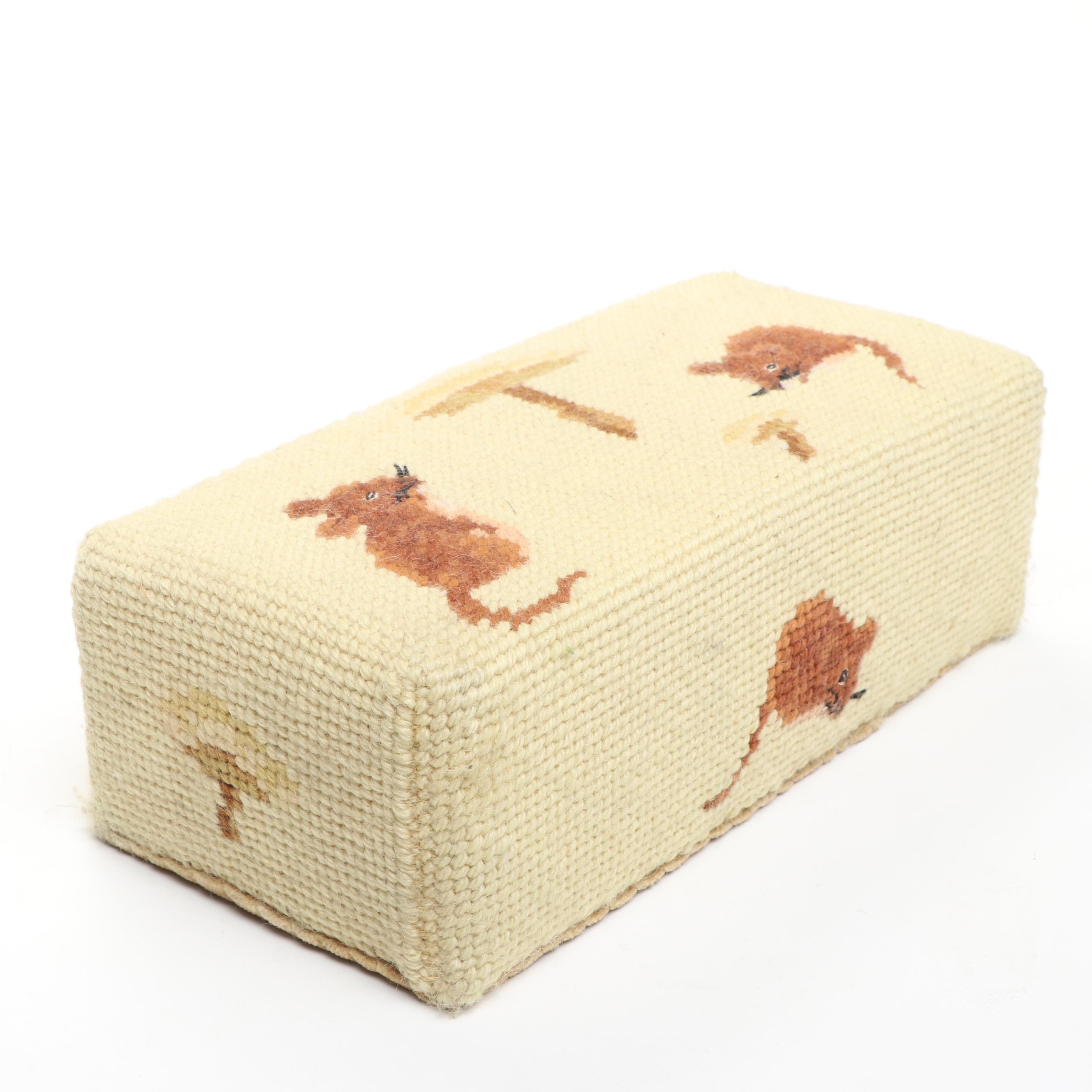 Needlepoint Mouse and Mushroom Doorstops, Mid to Late 20th Century