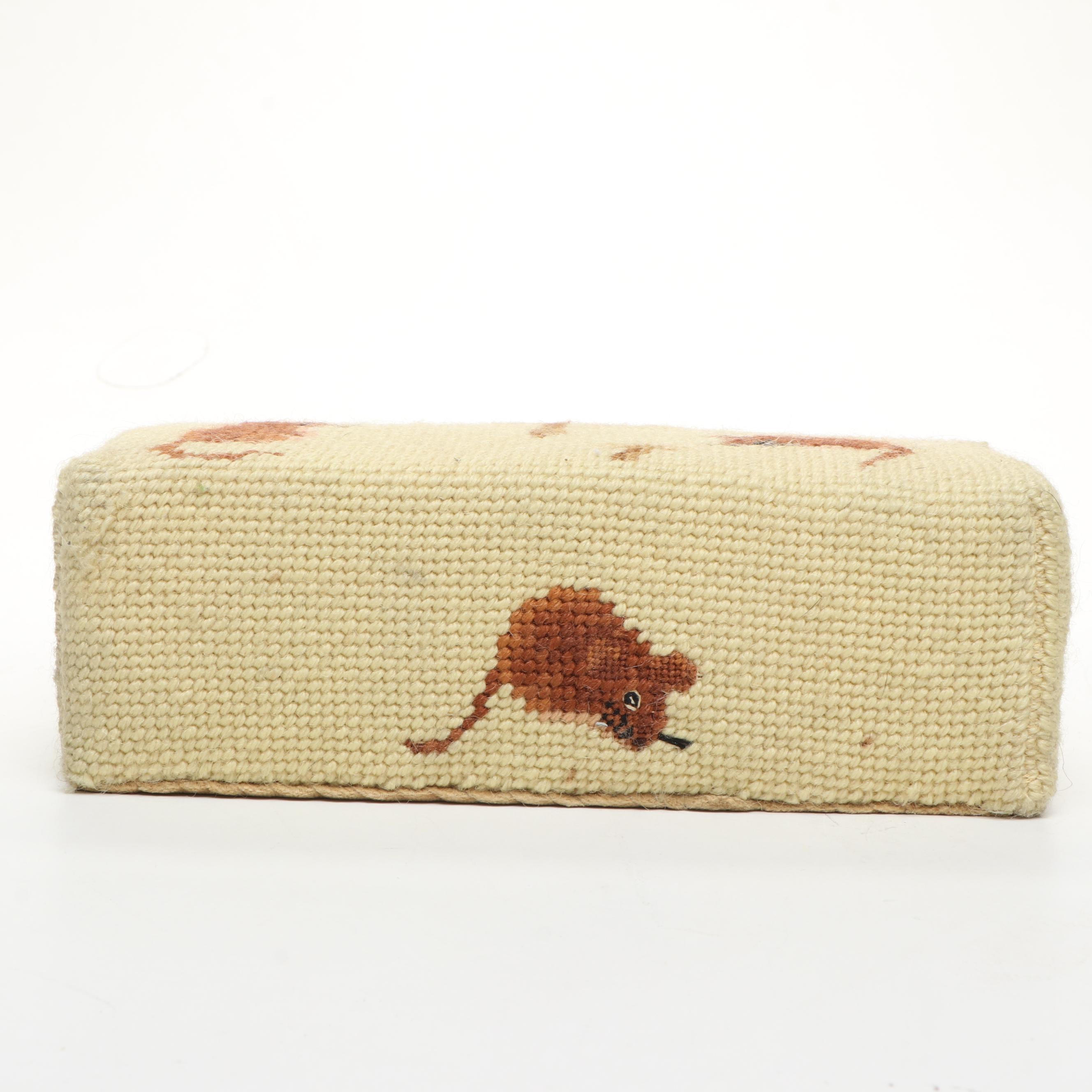 Needlepoint Mouse and Mushroom Doorstops, Mid to Late 20th Century
