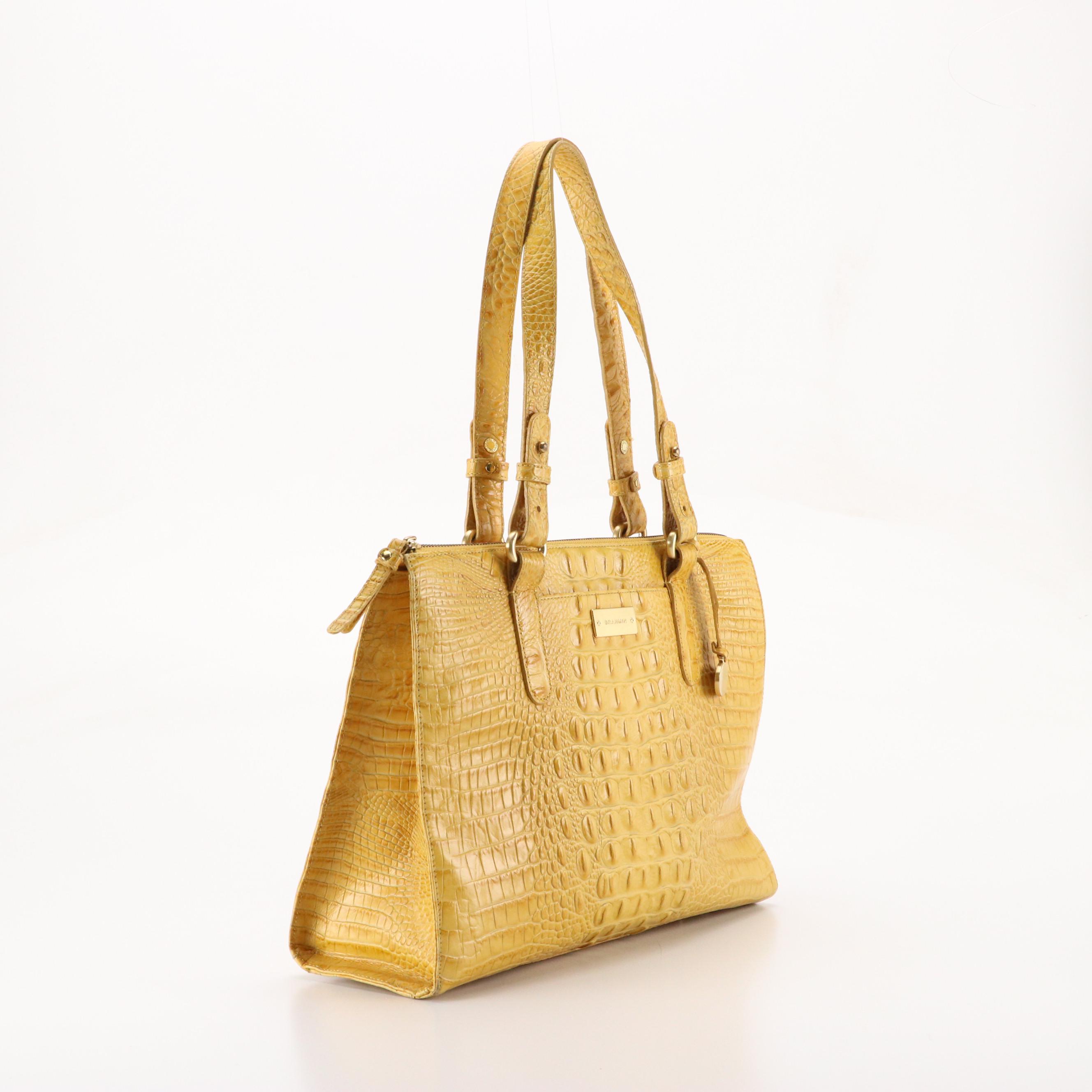 Brahmin Croc Embossed Zip Satchel, Bee Gees Vinyl Record Handbag, Other Tote