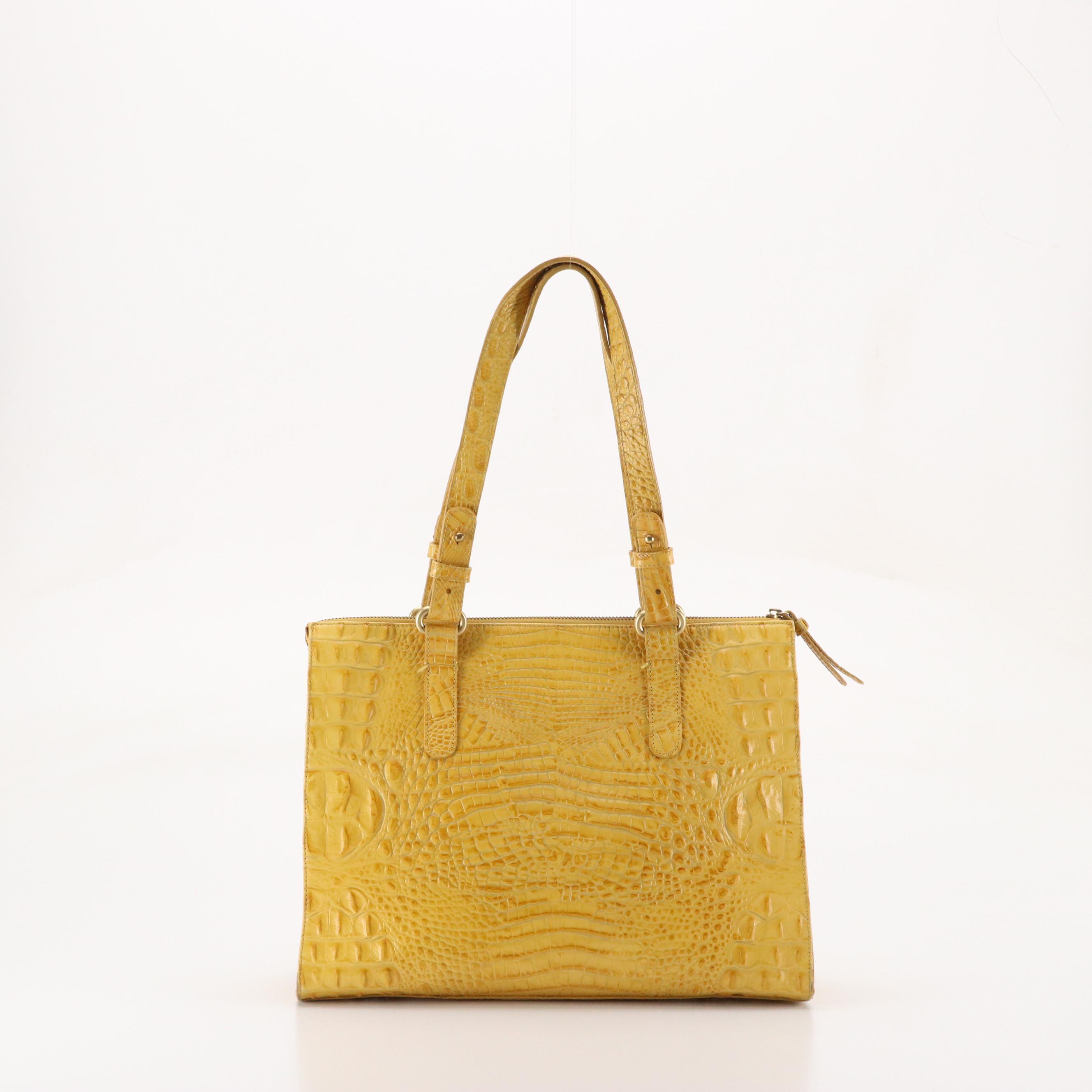 Brahmin Croc Embossed Zip Satchel, Bee Gees Vinyl Record Handbag, Other Tote