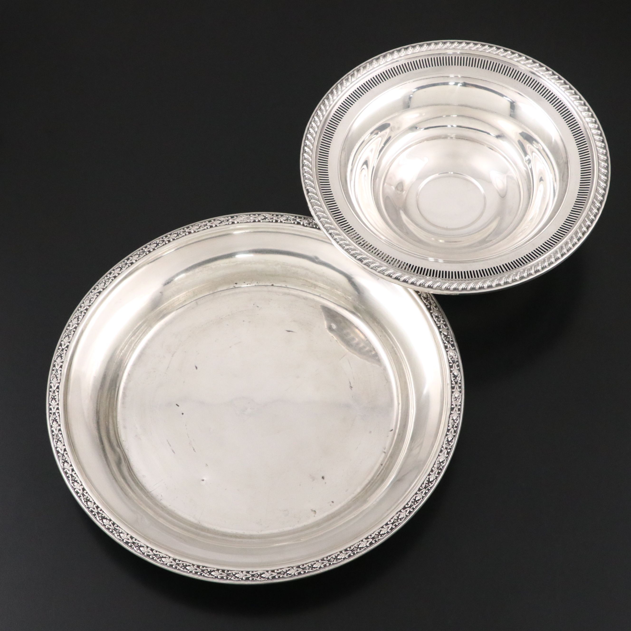 Rogers Reticulated Sterling Silver Pedestal Bowl with Mueck Sterling Bowl