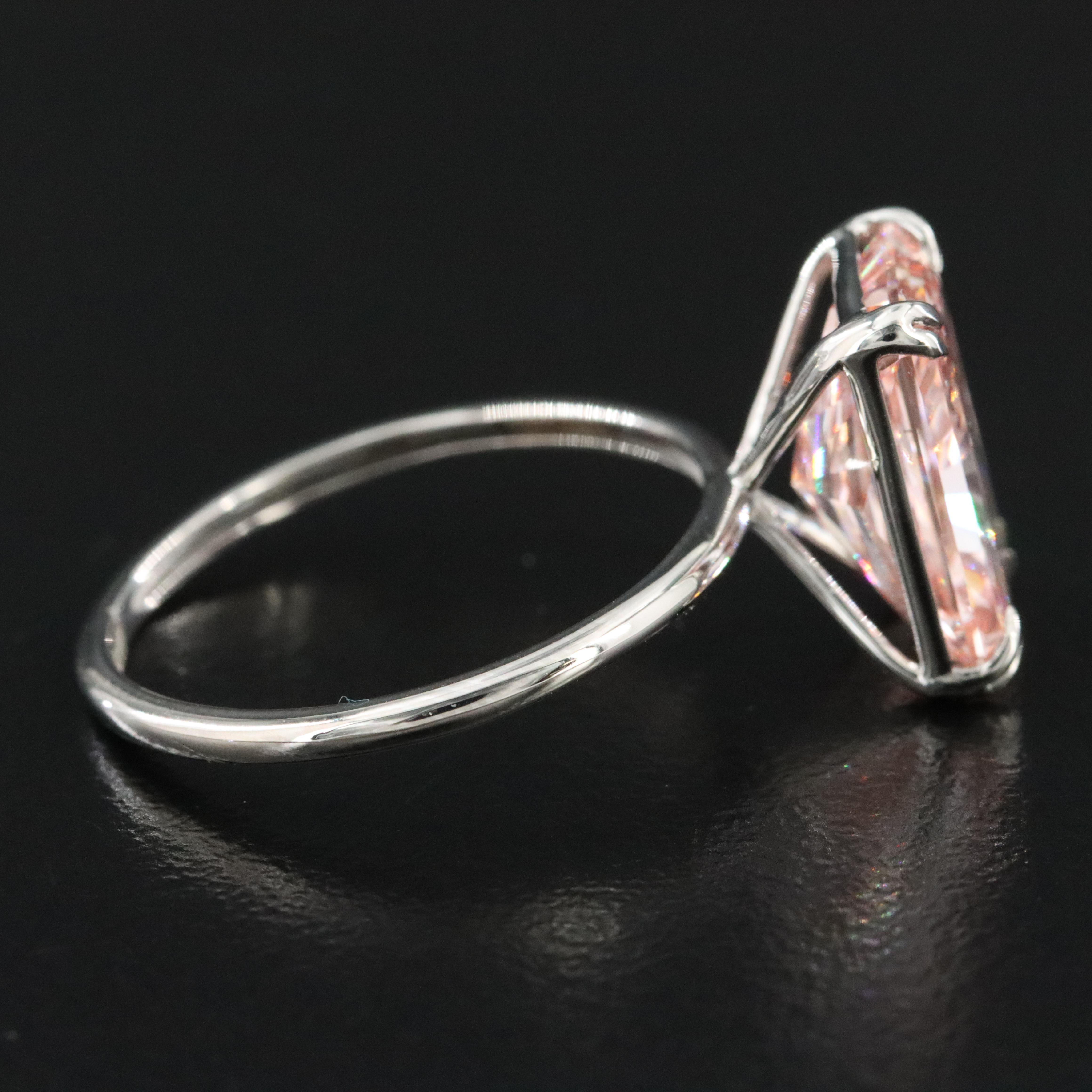 Platinum 4.09 CT Lab Grown Fancy Pink Diamond Solitaire Ring with IGI Report