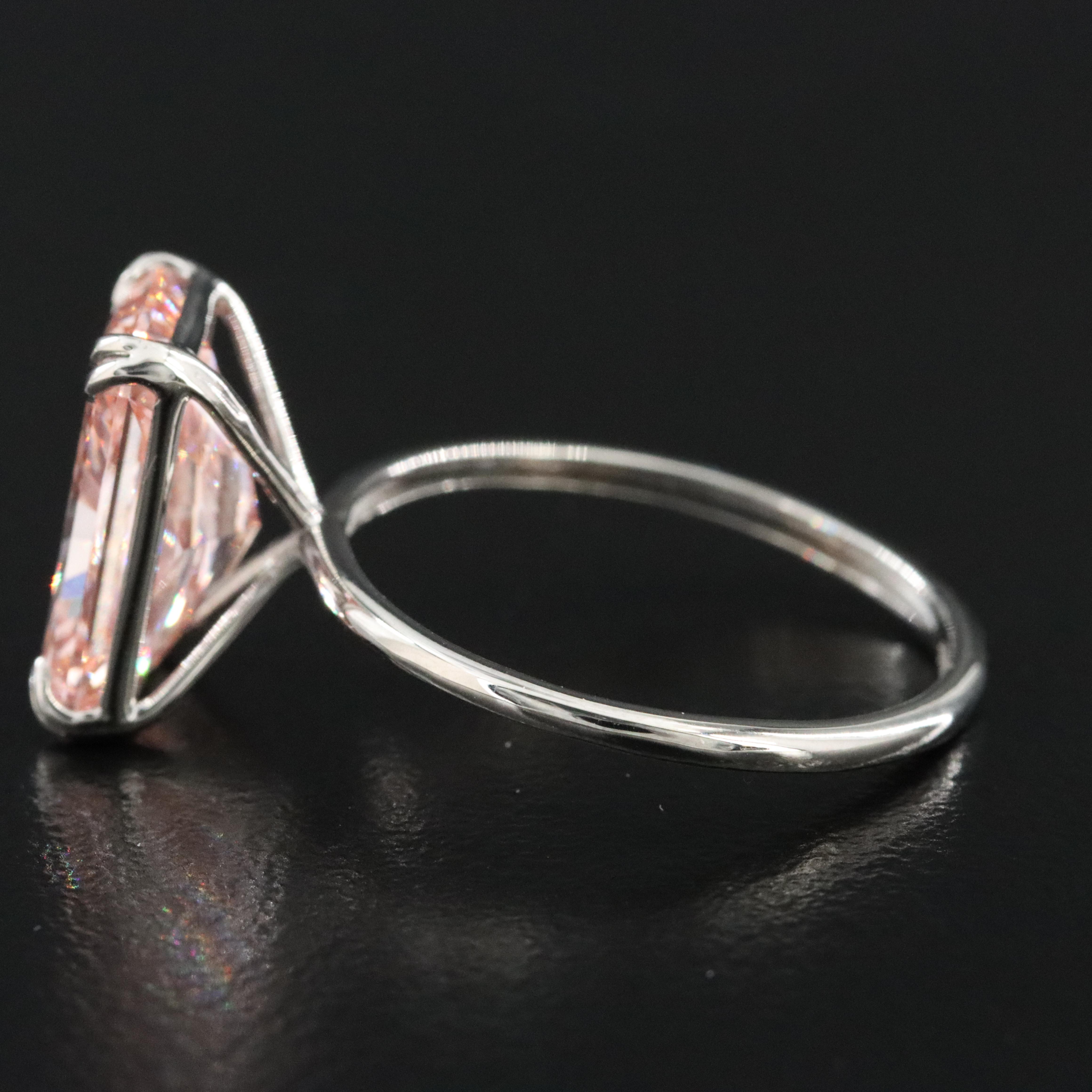 Platinum 4.09 CT Lab Grown Fancy Pink Diamond Solitaire Ring with IGI Report