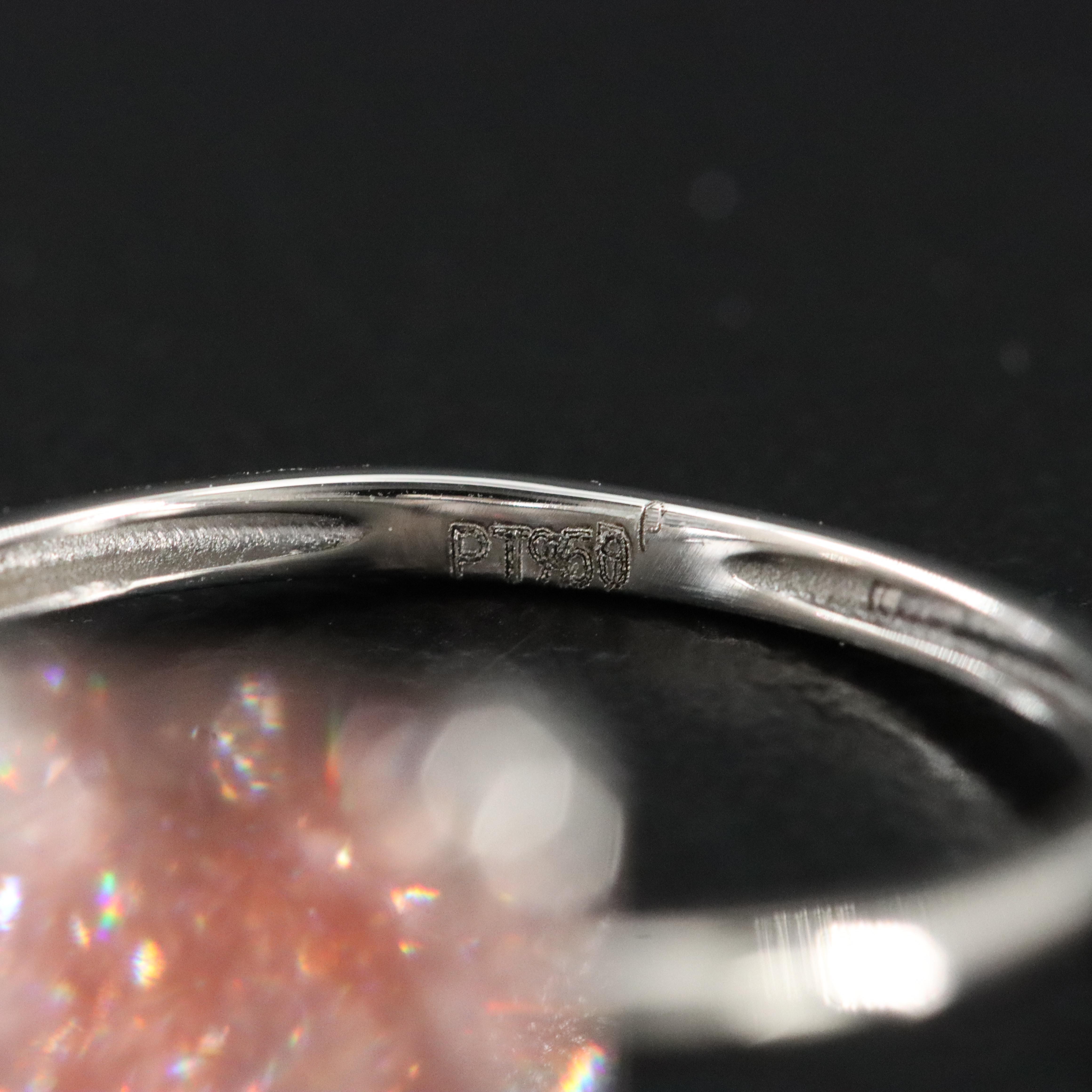 Platinum 4.09 CT Lab Grown Fancy Pink Diamond Solitaire Ring with IGI Report