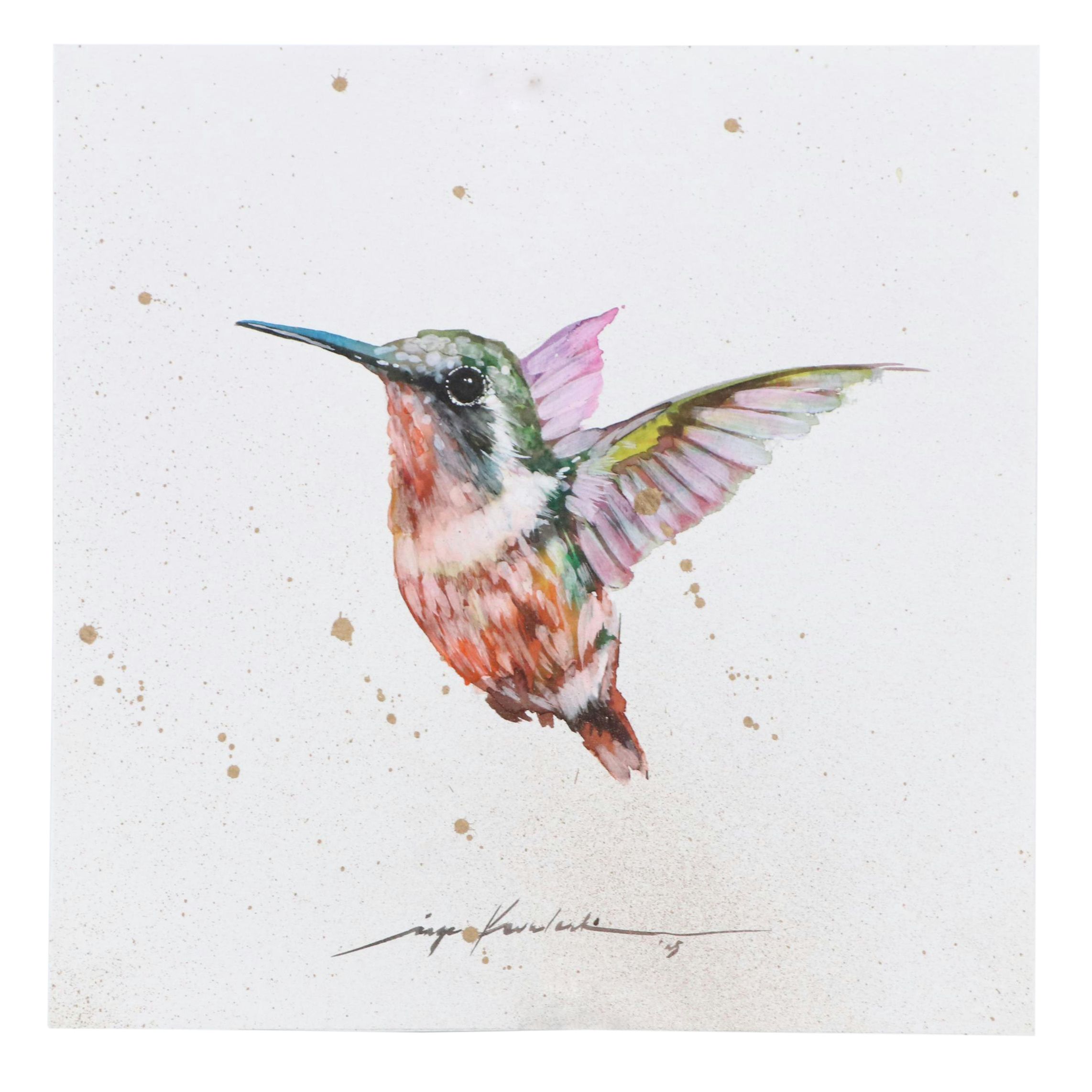 Inga Kovalenko Watercolor Painting of Hummingbird, 2025