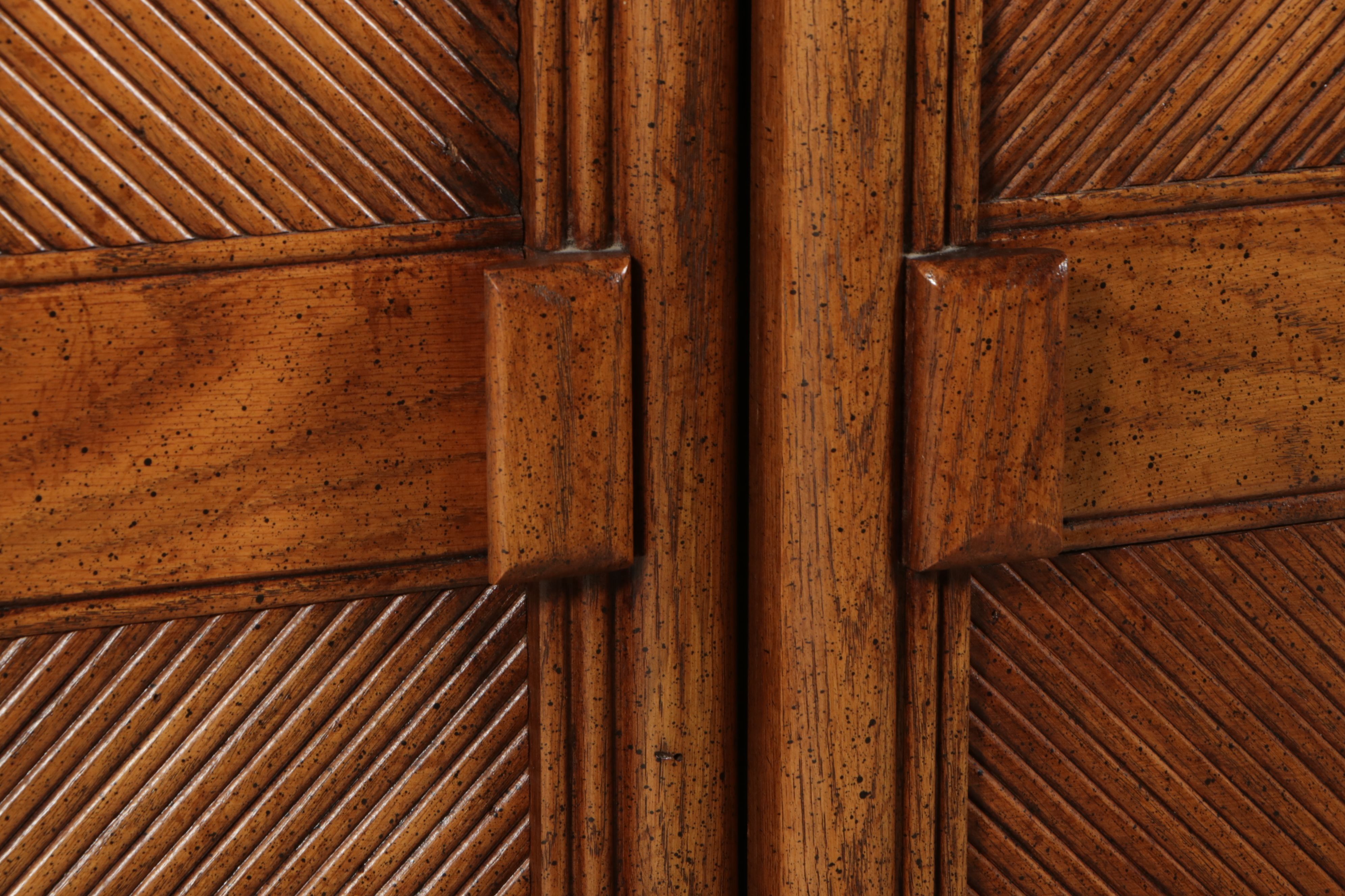 Mid Century Modern Armoire with Reeded Panel Doors, Late 20th Century