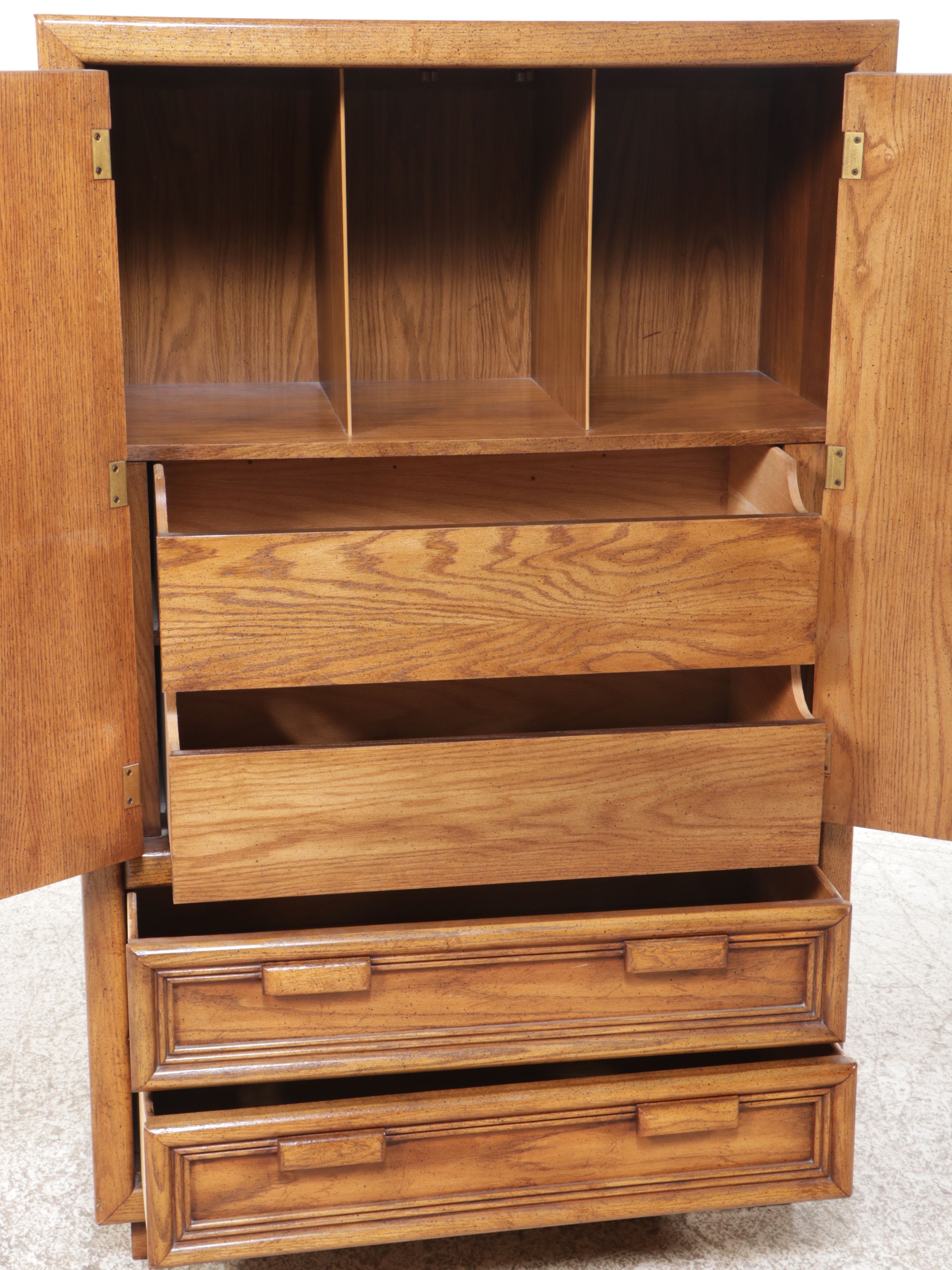 Mid Century Modern Armoire with Reeded Panel Doors, Late 20th Century
