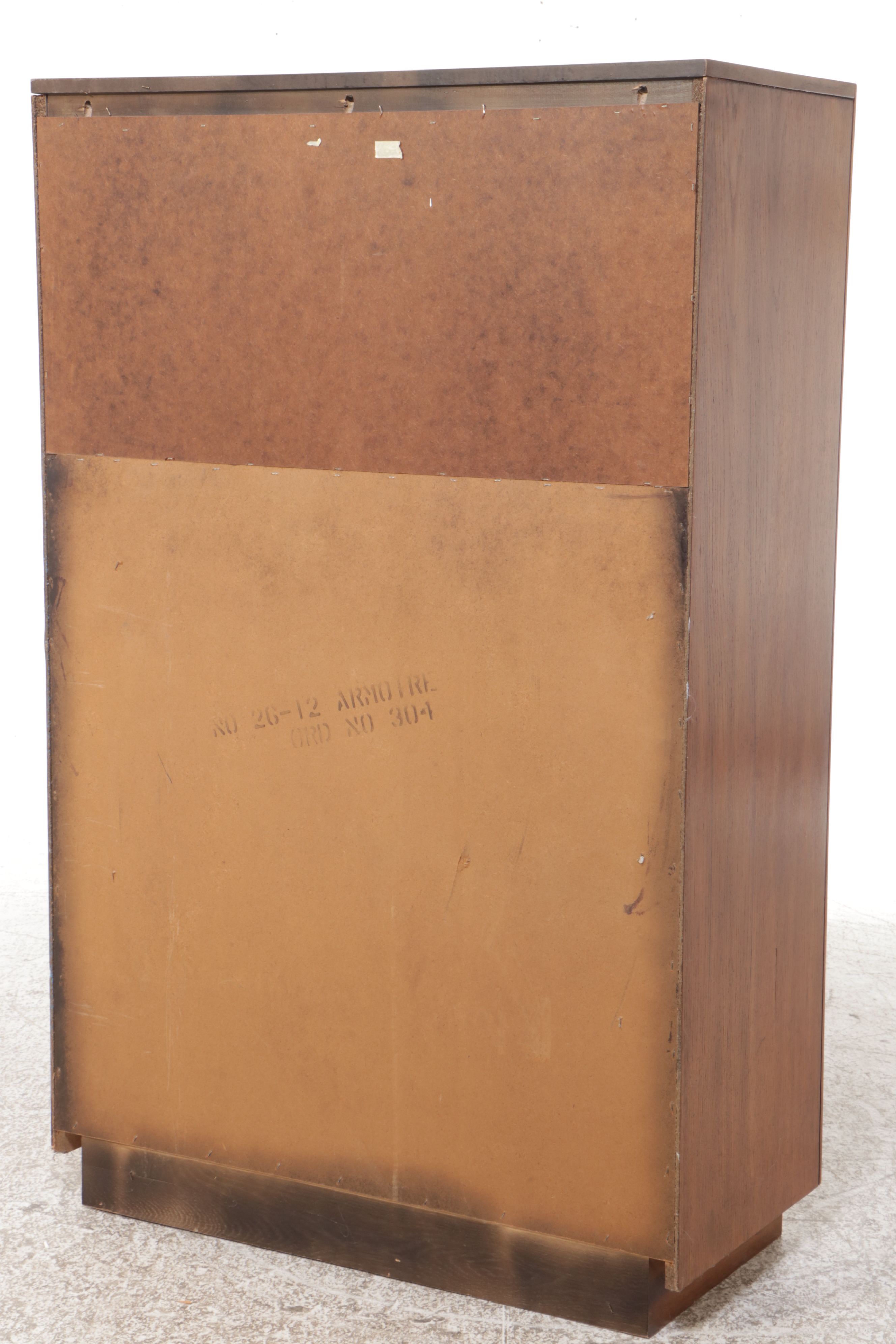 Mid Century Modern Armoire with Reeded Panel Doors, Late 20th Century