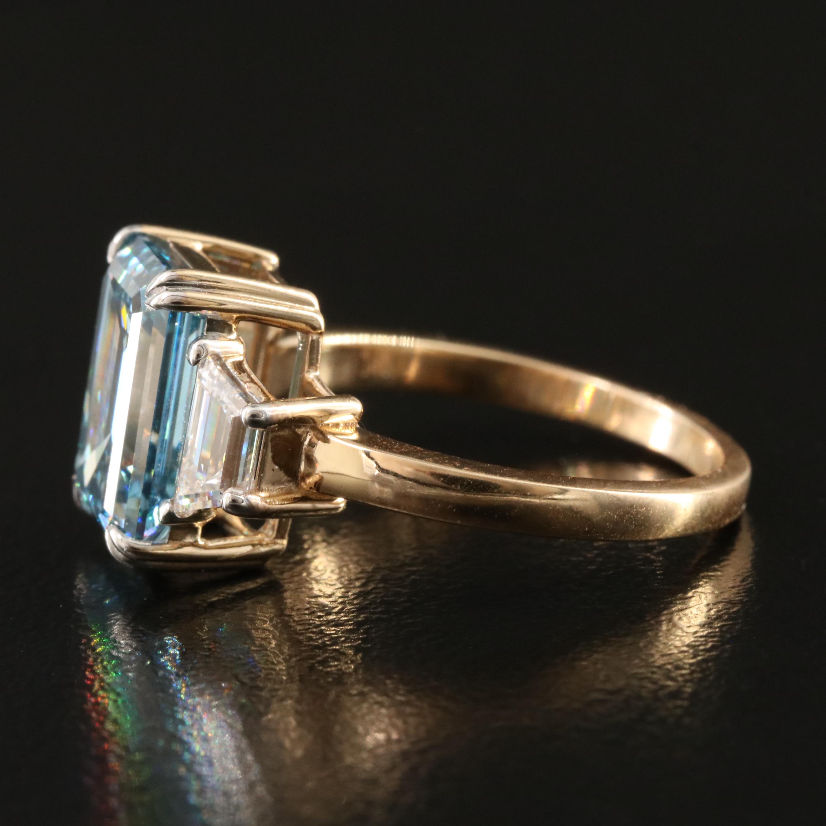 14K 4.68 CTW Lab Grown Diamond Ring with Fancy Blue Center and IGI Report