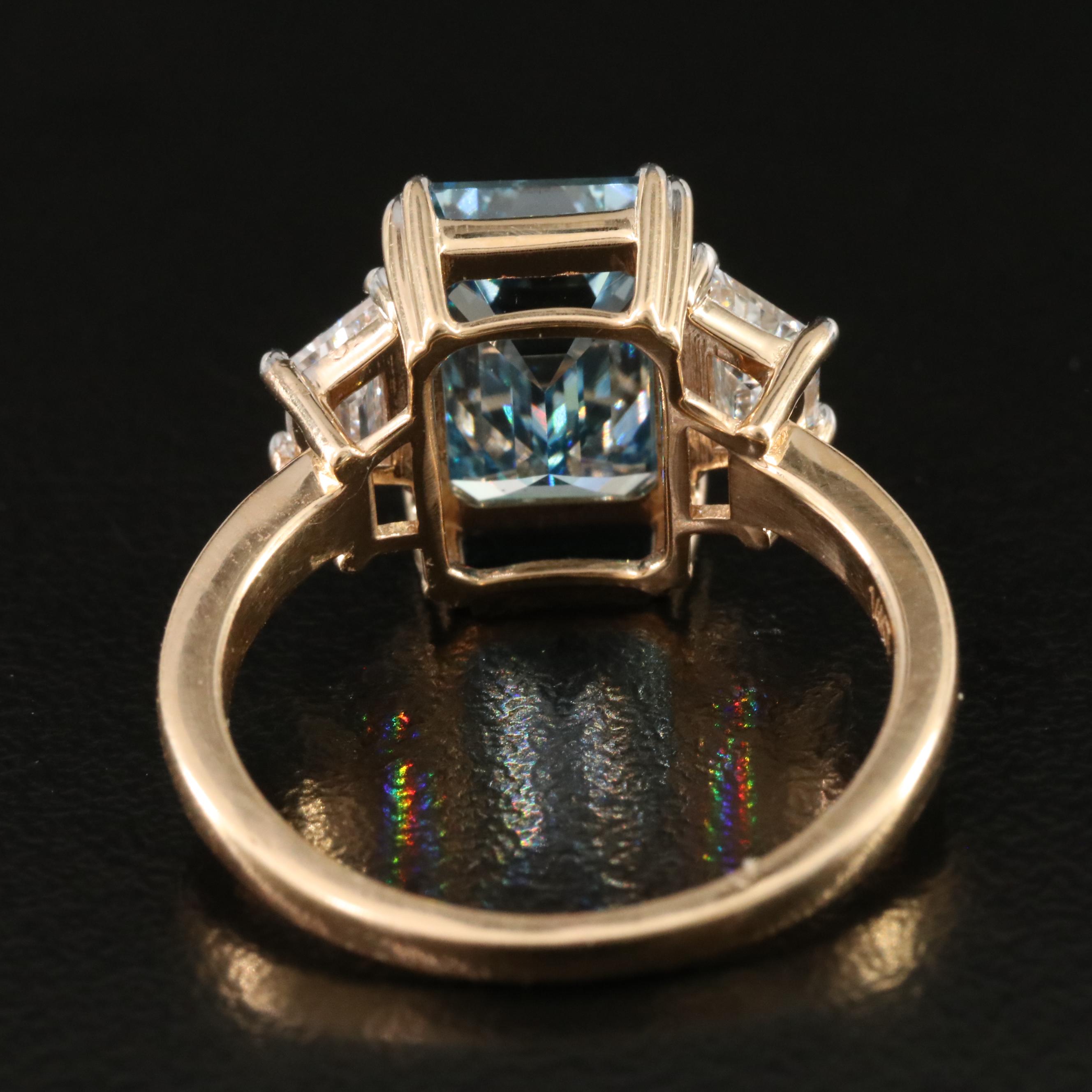 14K 4.68 CTW Lab Grown Diamond Ring with Fancy Blue Center and IGI Report