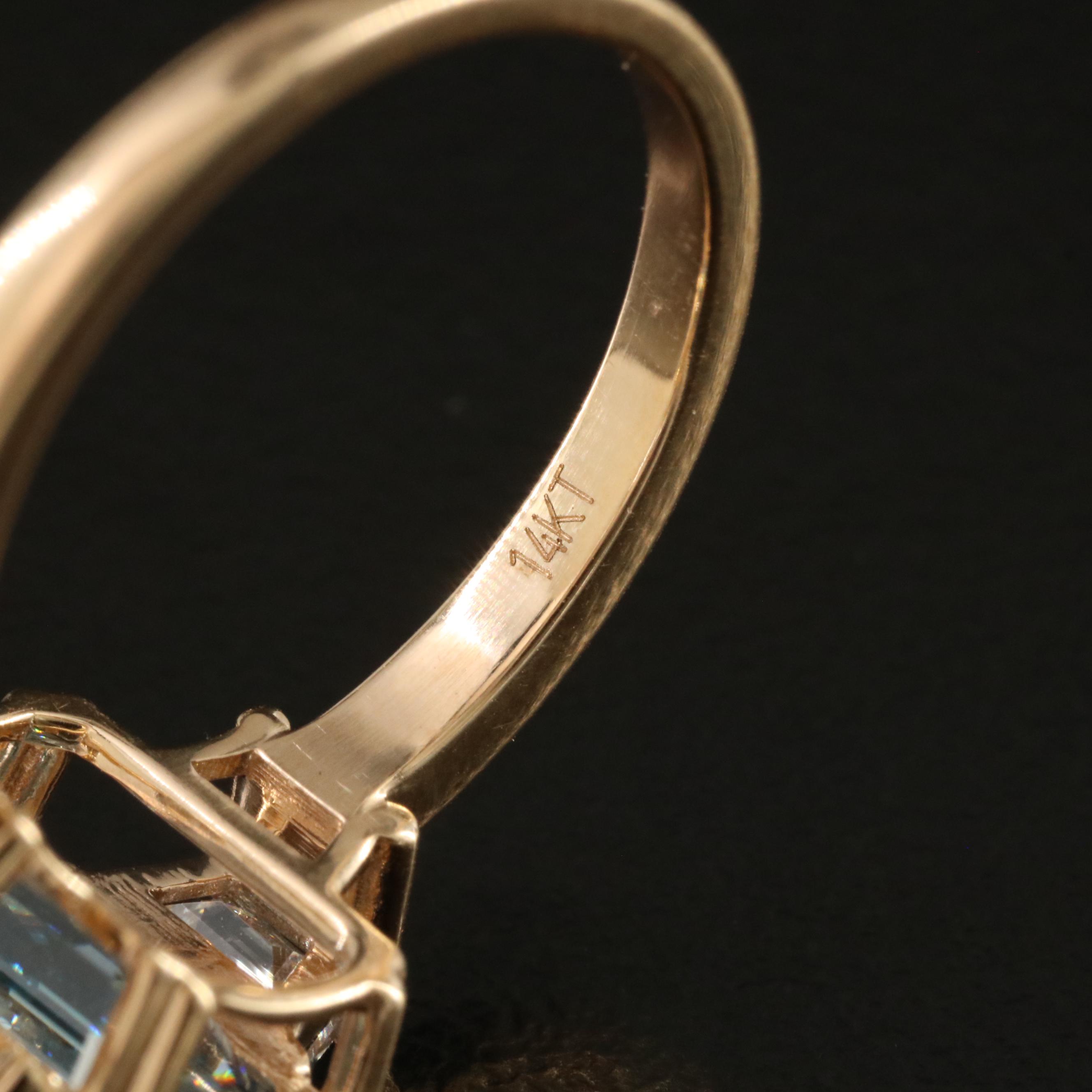 14K 4.68 CTW Lab Grown Diamond Ring with Fancy Blue Center and IGI Report